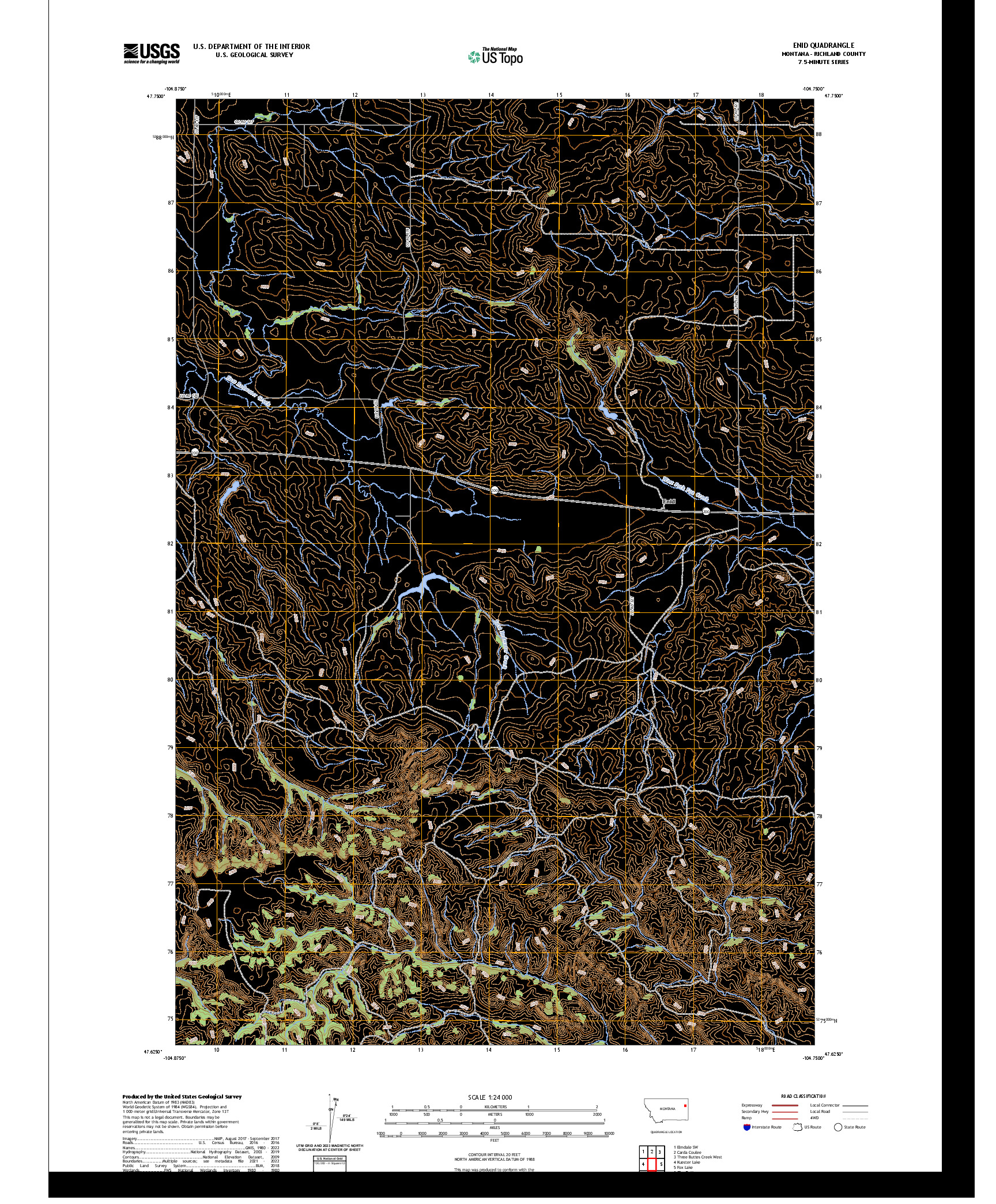 US TOPO 7.5-MINUTE MAP FOR ENID, MT