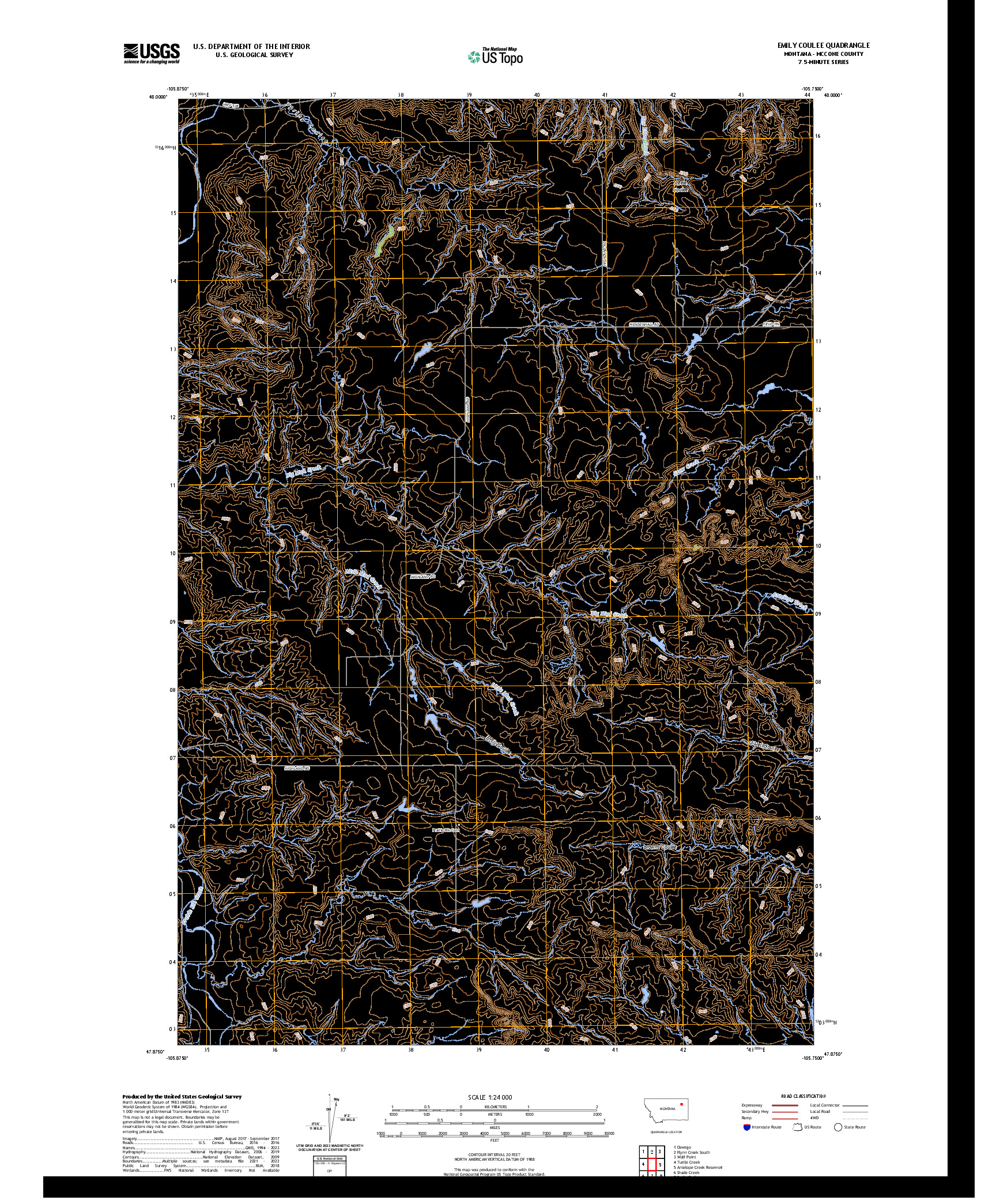 US TOPO 7.5-MINUTE MAP FOR EMILY COULEE, MT