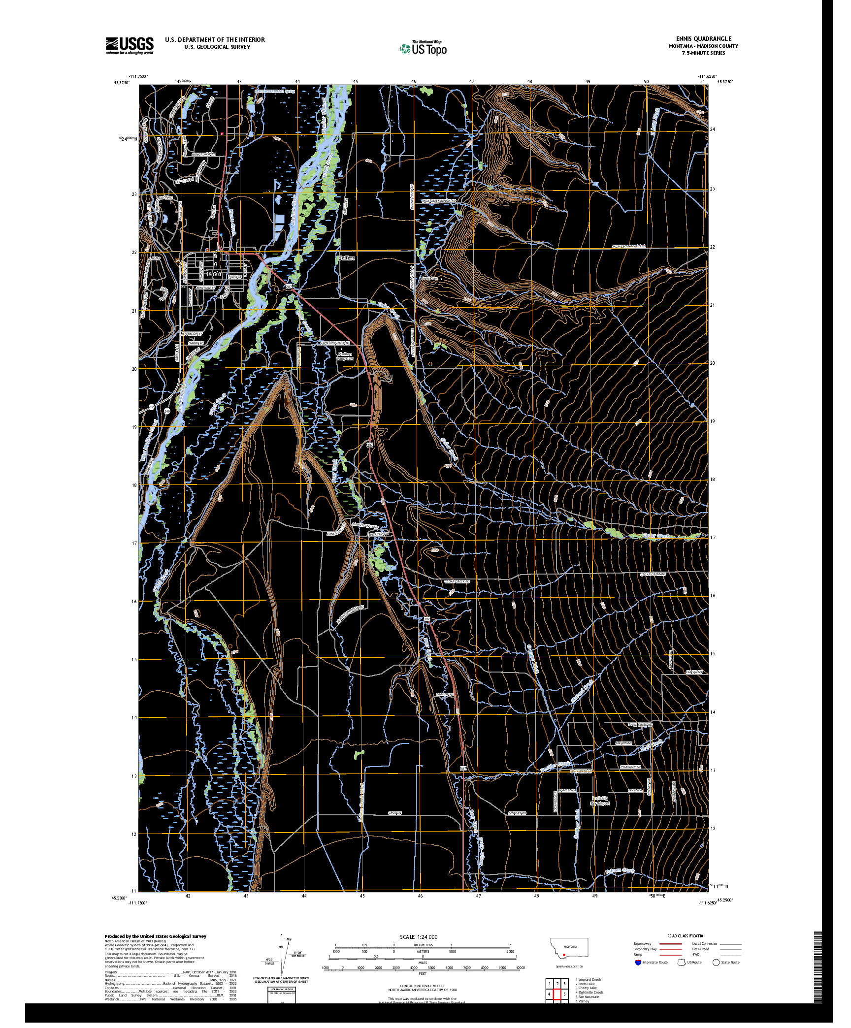 US TOPO 7.5-MINUTE MAP FOR ENNIS, MT