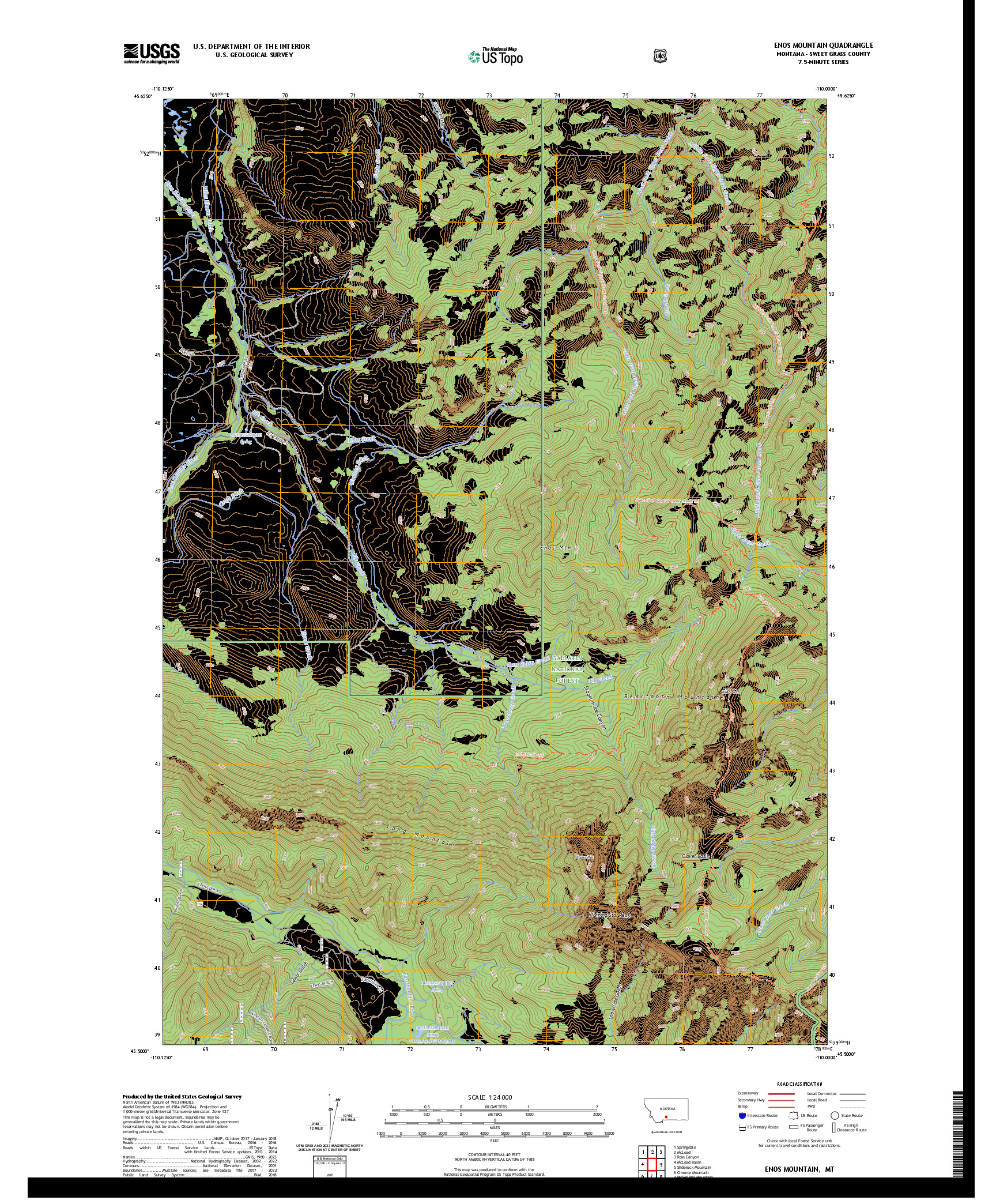 US TOPO 7.5-MINUTE MAP FOR ENOS MOUNTAIN, MT