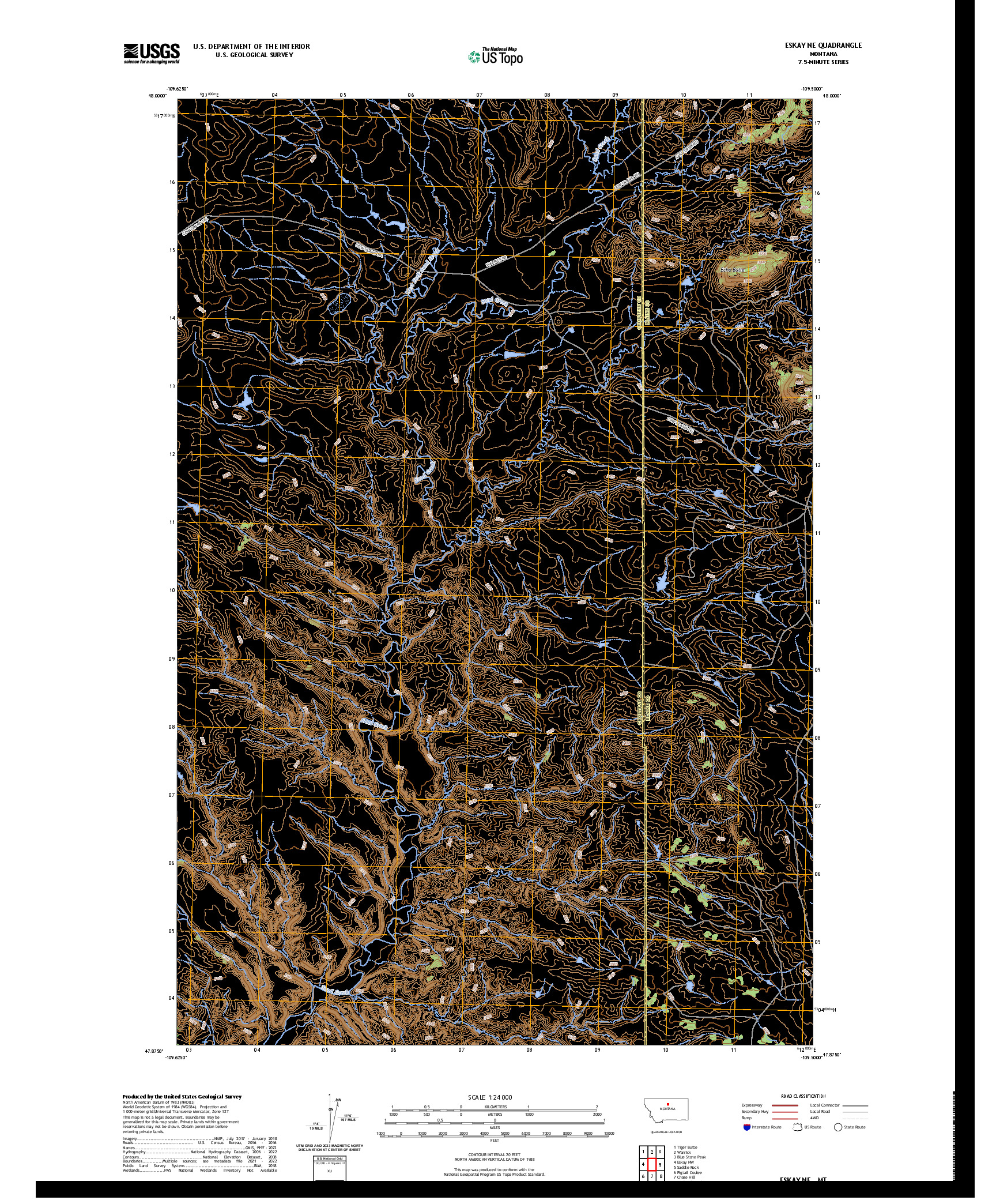 US TOPO 7.5-MINUTE MAP FOR ESKAY NE, MT