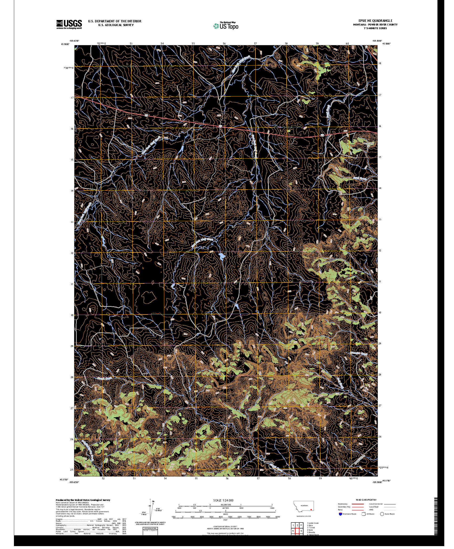 US TOPO 7.5-MINUTE MAP FOR EPSIE NE, MT