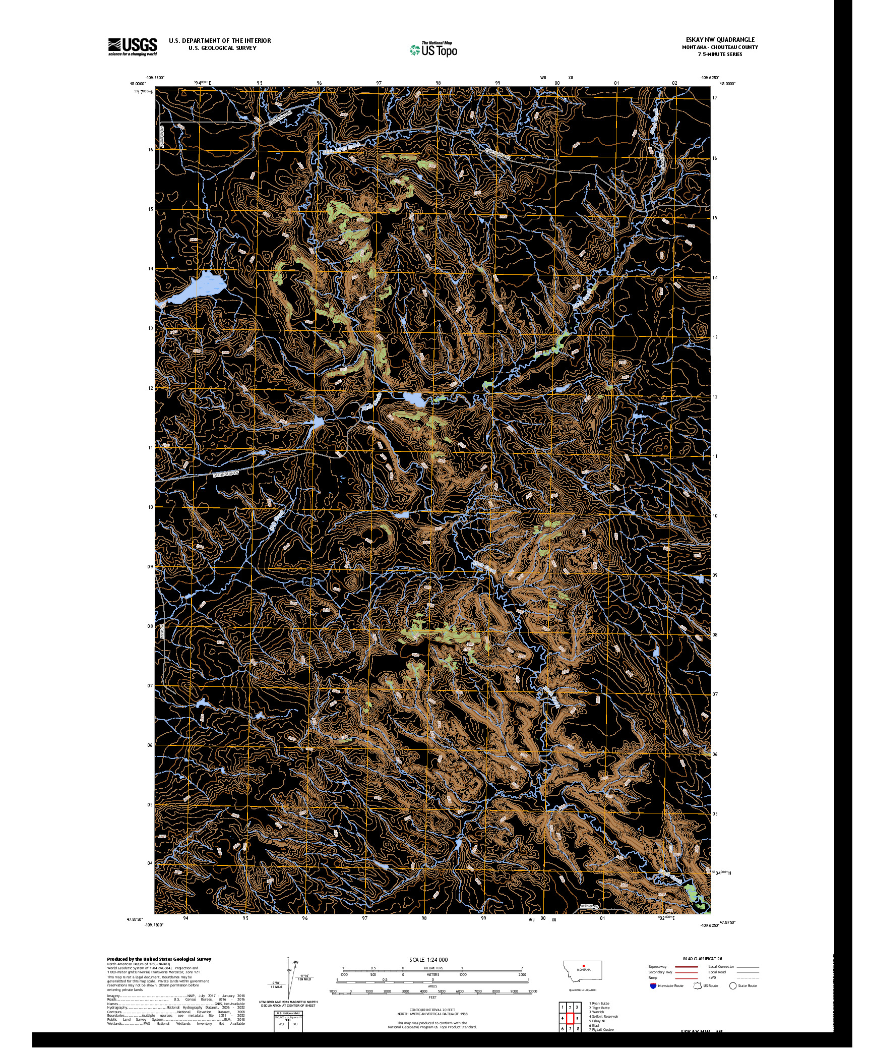 US TOPO 7.5-MINUTE MAP FOR ESKAY NW, MT