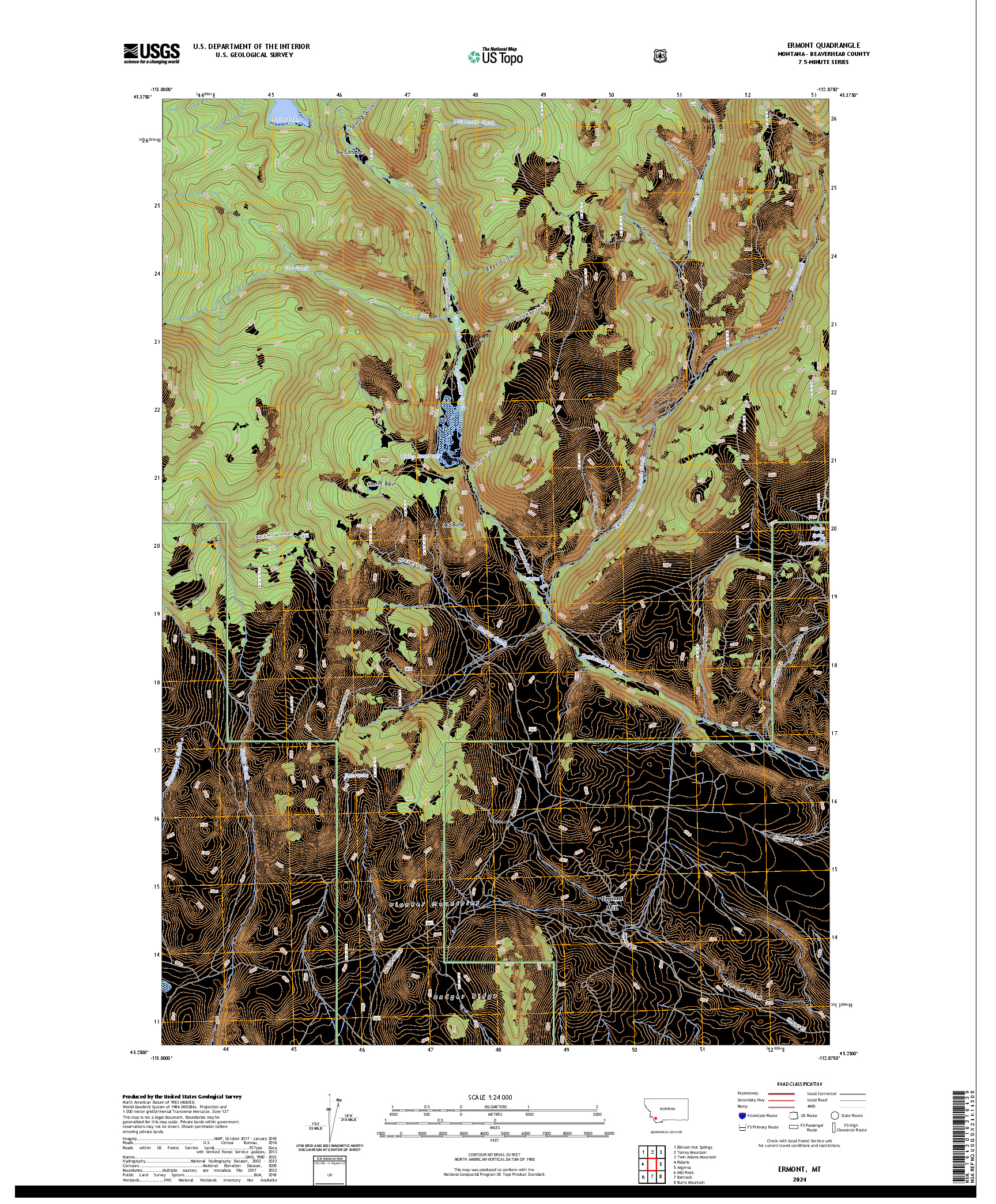 US TOPO 7.5-MINUTE MAP FOR ERMONT, MT