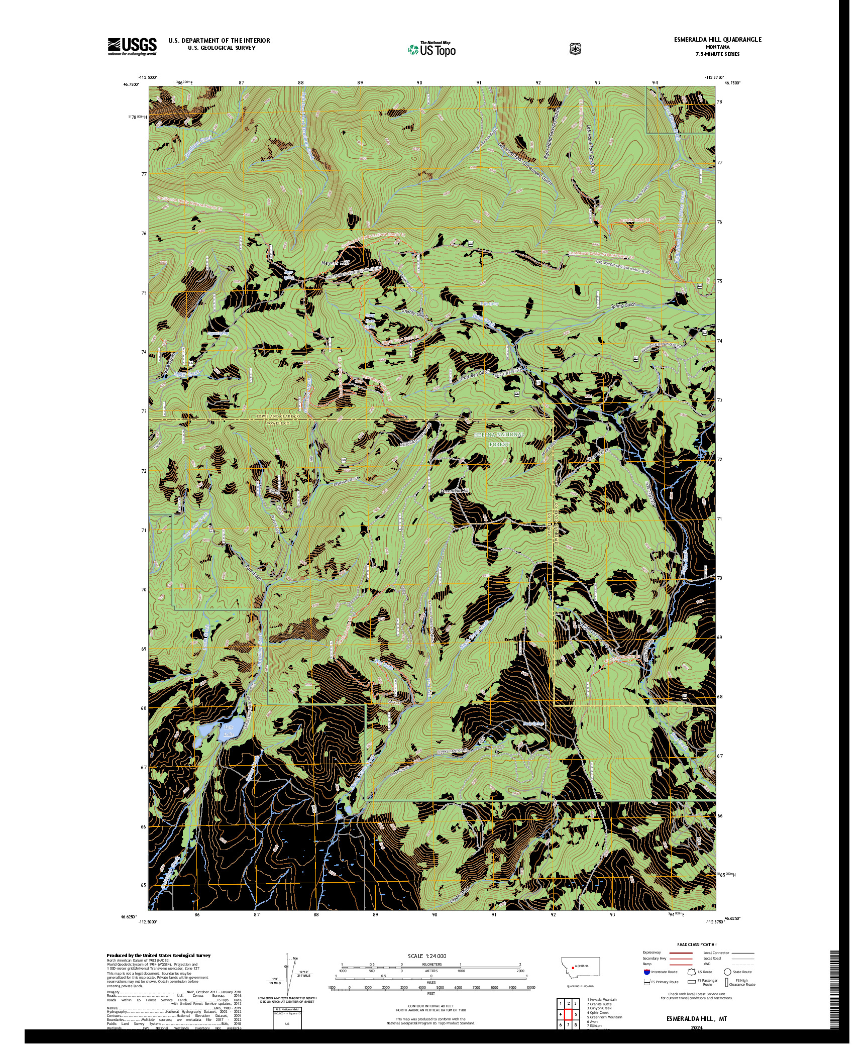 US TOPO 7.5-MINUTE MAP FOR ESMERALDA HILL, MT