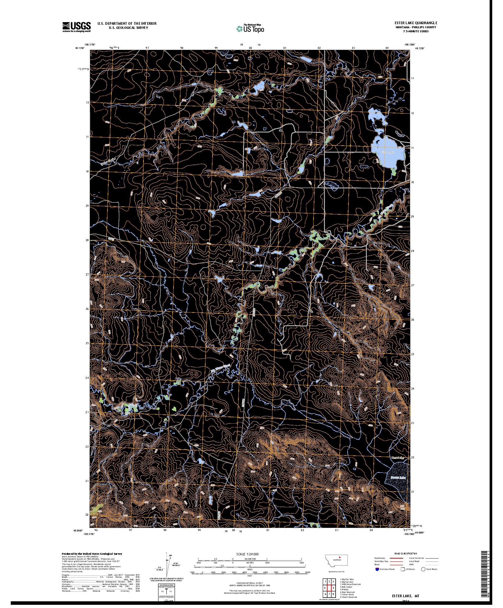 US TOPO 7.5-MINUTE MAP FOR ESTER LAKE, MT
