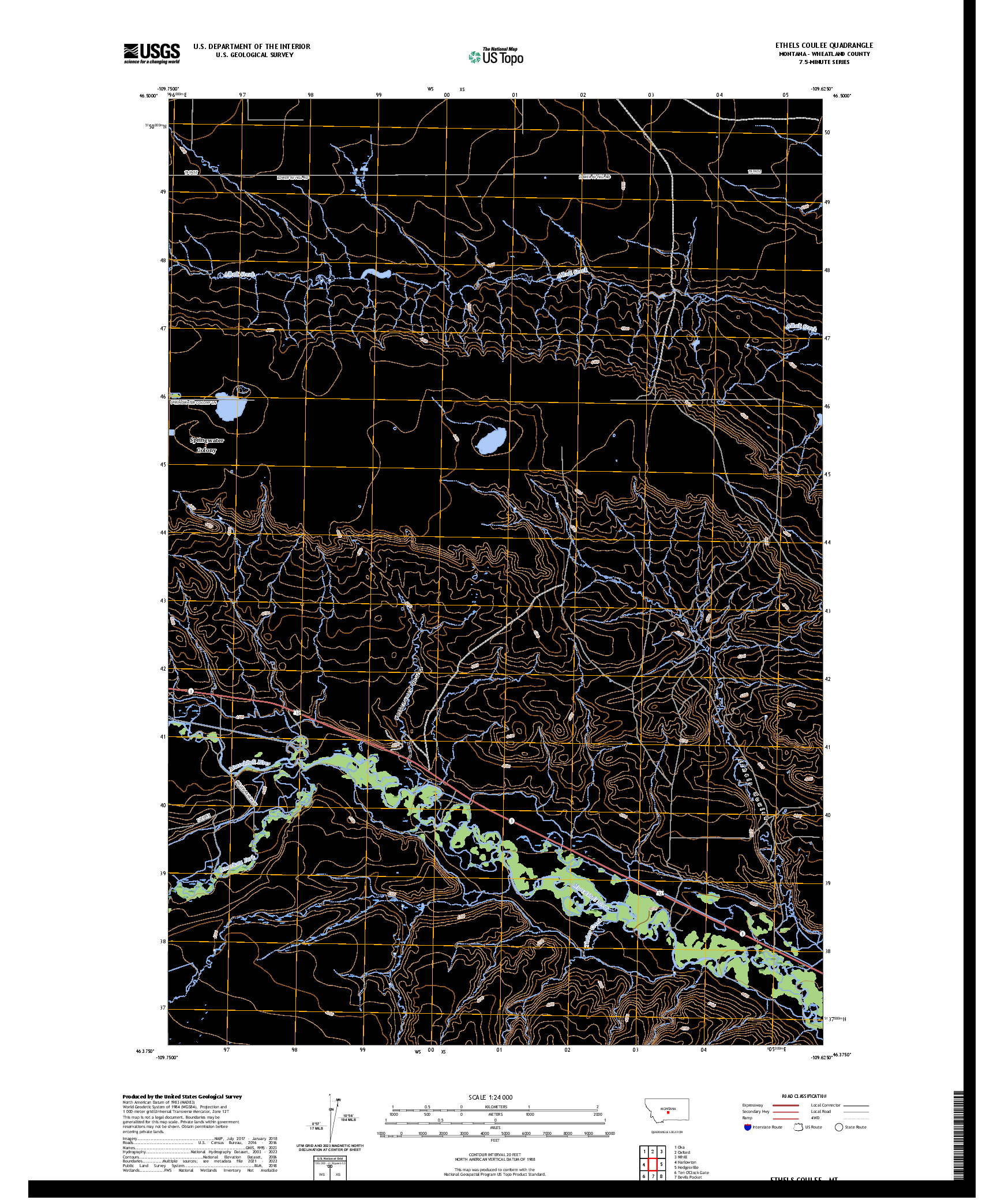 US TOPO 7.5-MINUTE MAP FOR ETHELS COULEE, MT