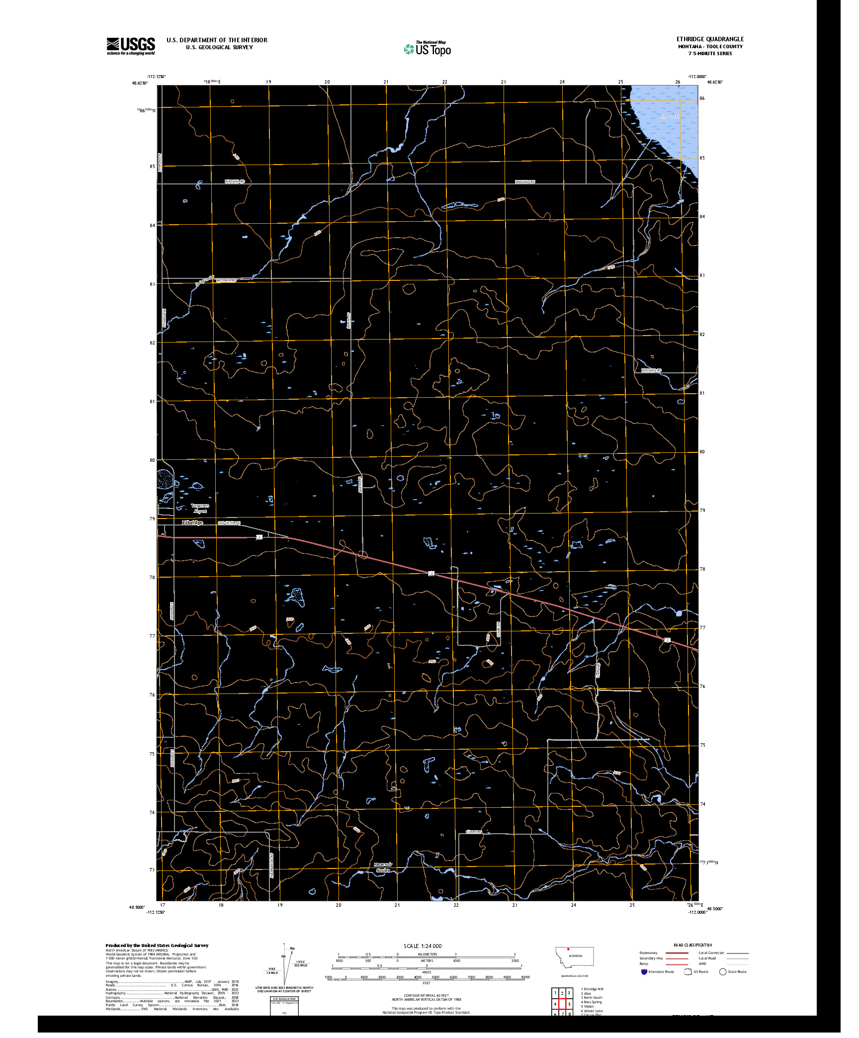 US TOPO 7.5-MINUTE MAP FOR ETHRIDGE, MT