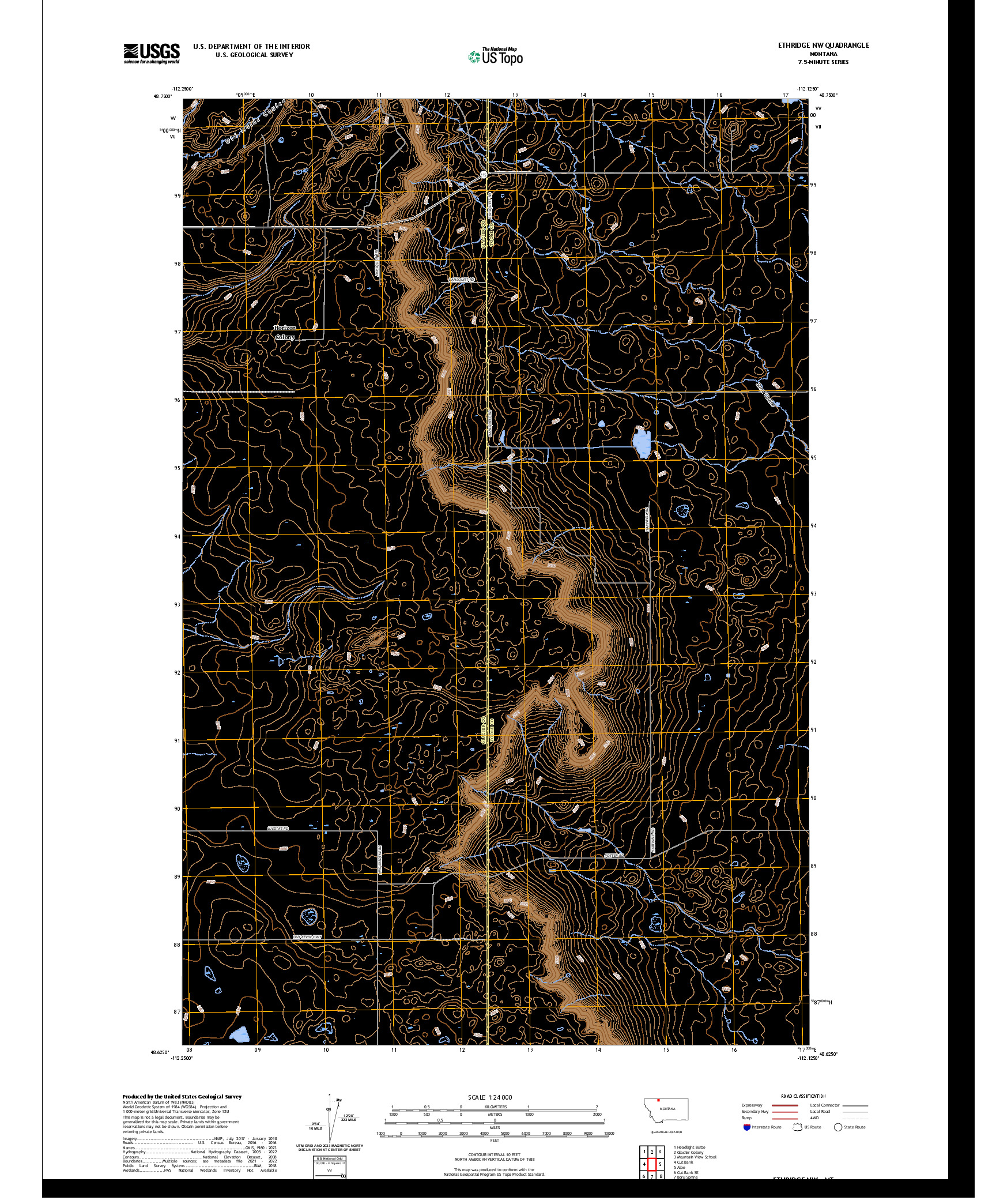 US TOPO 7.5-MINUTE MAP FOR ETHRIDGE NW, MT