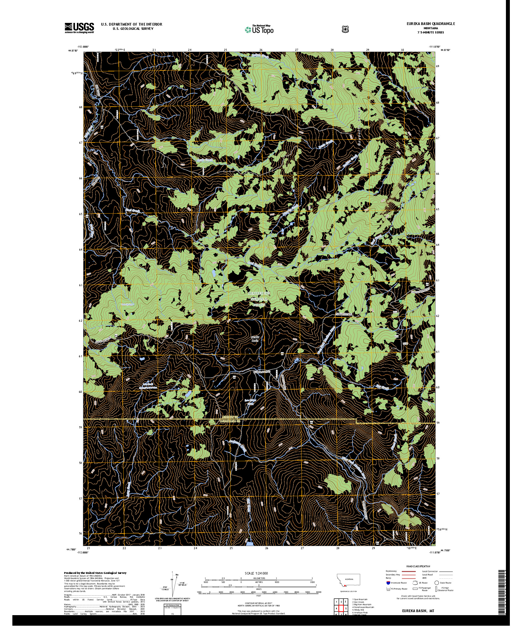 US TOPO 7.5-MINUTE MAP FOR EUREKA BASIN, MT