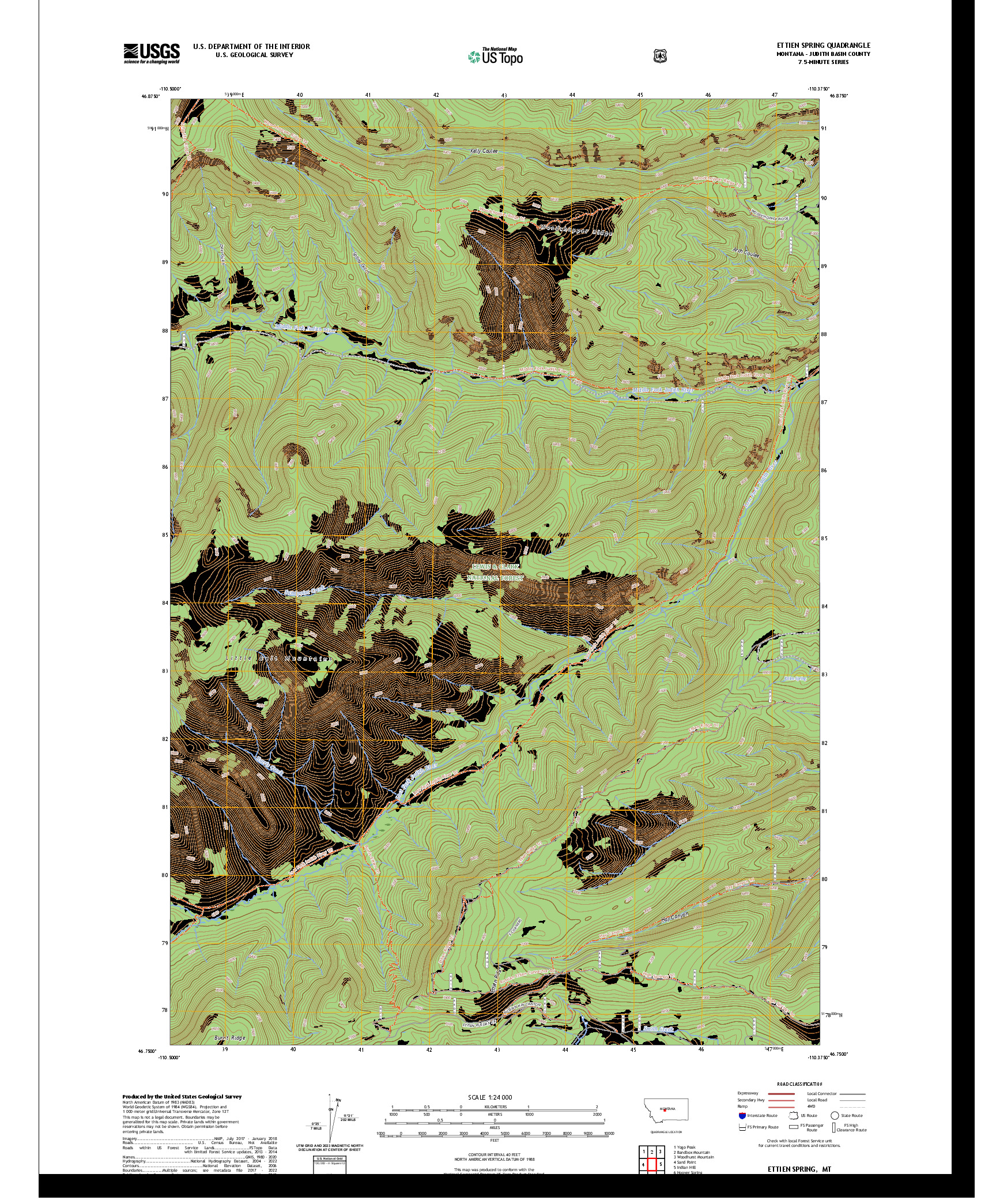 US TOPO 7.5-MINUTE MAP FOR ETTIEN SPRING, MT