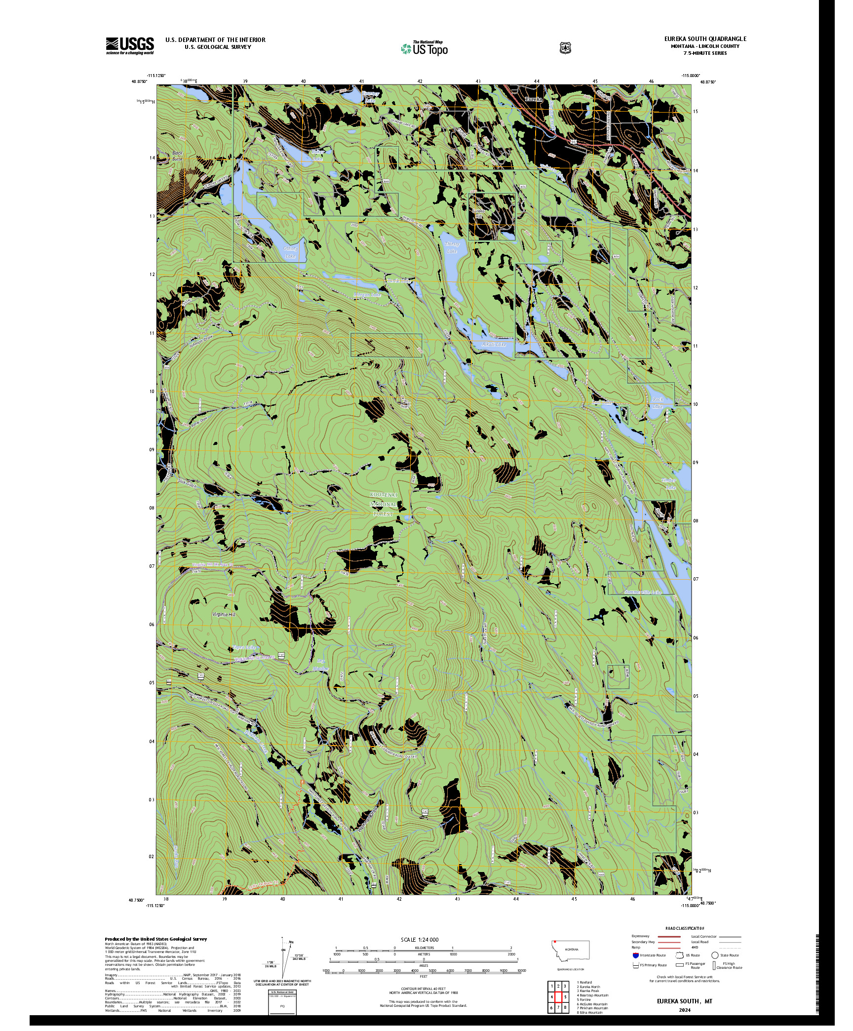 US TOPO 7.5-MINUTE MAP FOR EUREKA SOUTH, MT