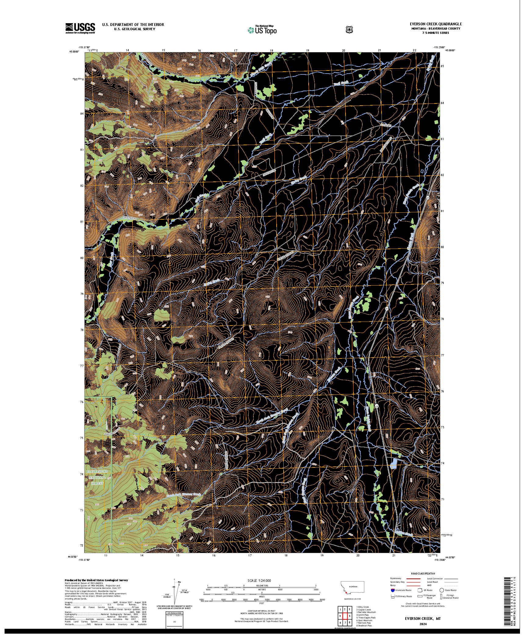 US TOPO 7.5-MINUTE MAP FOR EVERSON CREEK, MT