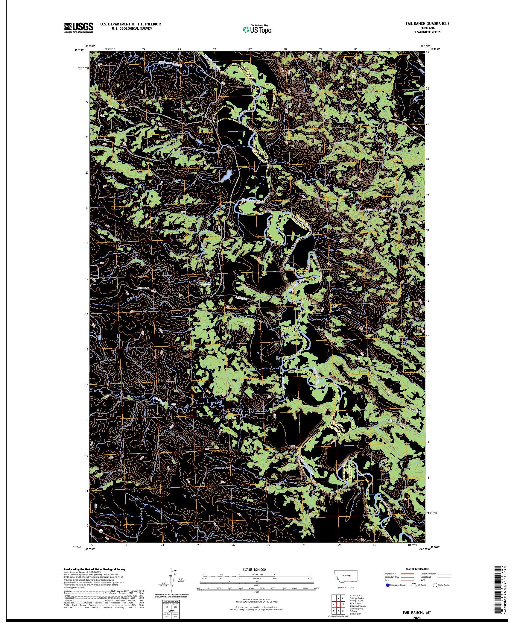 US TOPO 7.5-MINUTE MAP FOR FAIL RANCH, MT