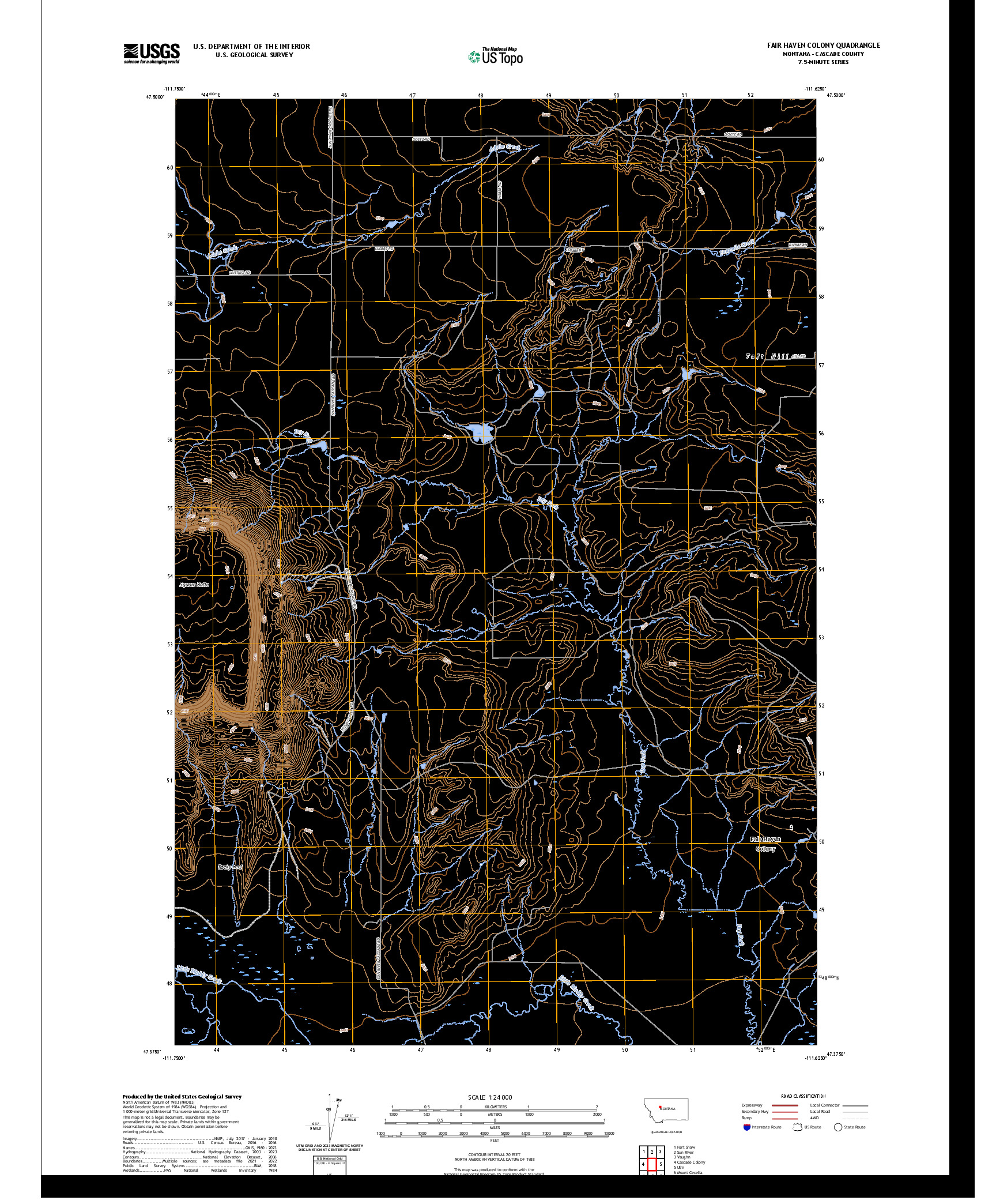 US TOPO 7.5-MINUTE MAP FOR FAIR HAVEN COLONY, MT