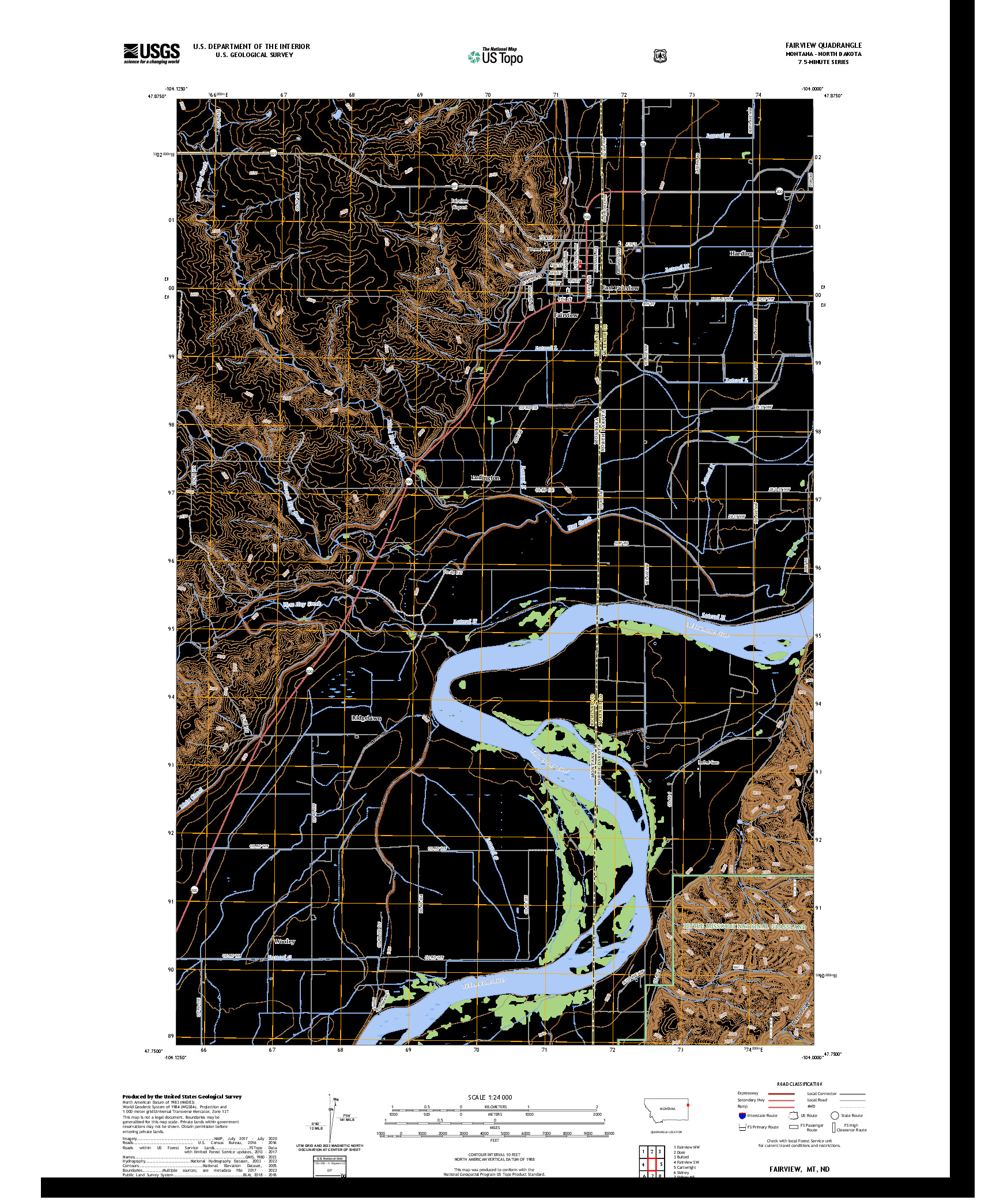 US TOPO 7.5-MINUTE MAP FOR FAIRVIEW, MT,ND