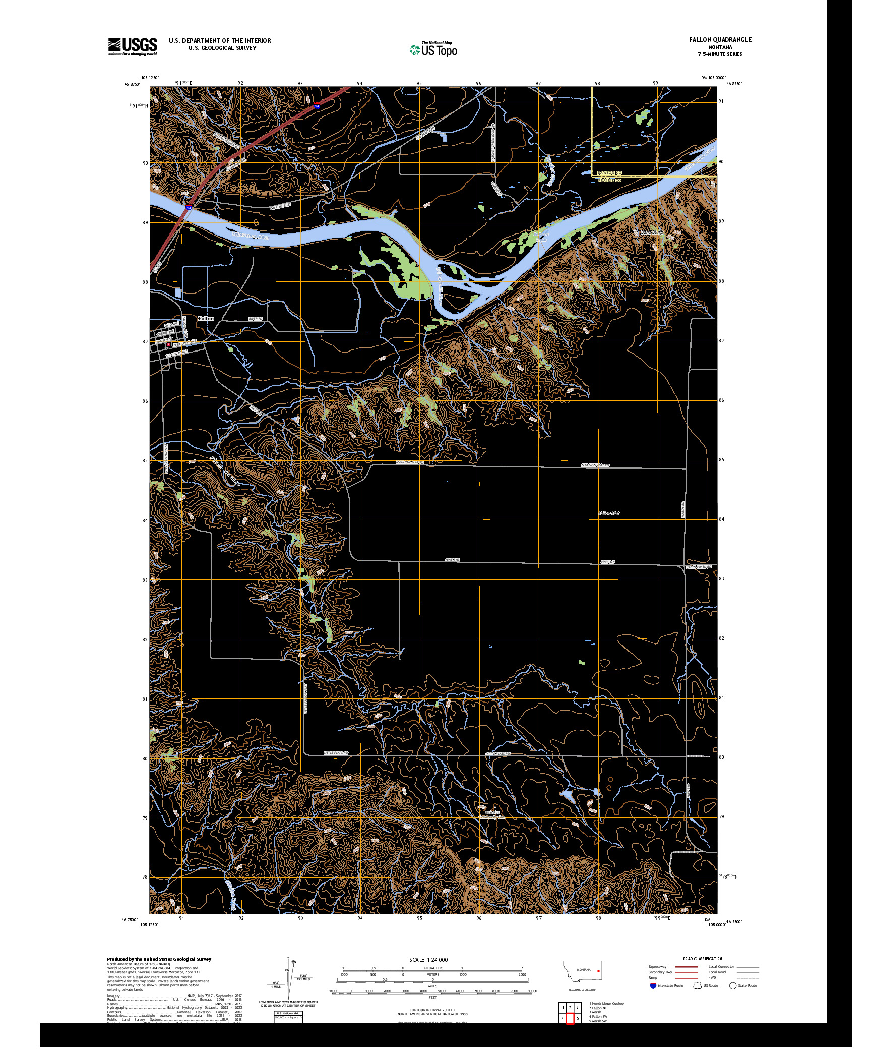 US TOPO 7.5-MINUTE MAP FOR FALLON, MT