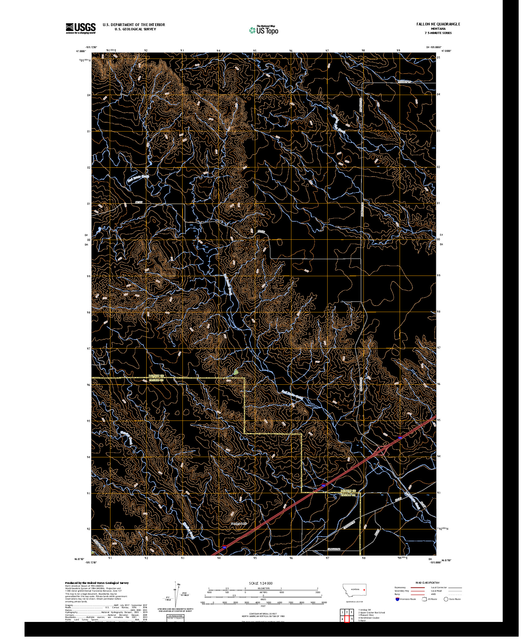 US TOPO 7.5-MINUTE MAP FOR FALLON NE, MT