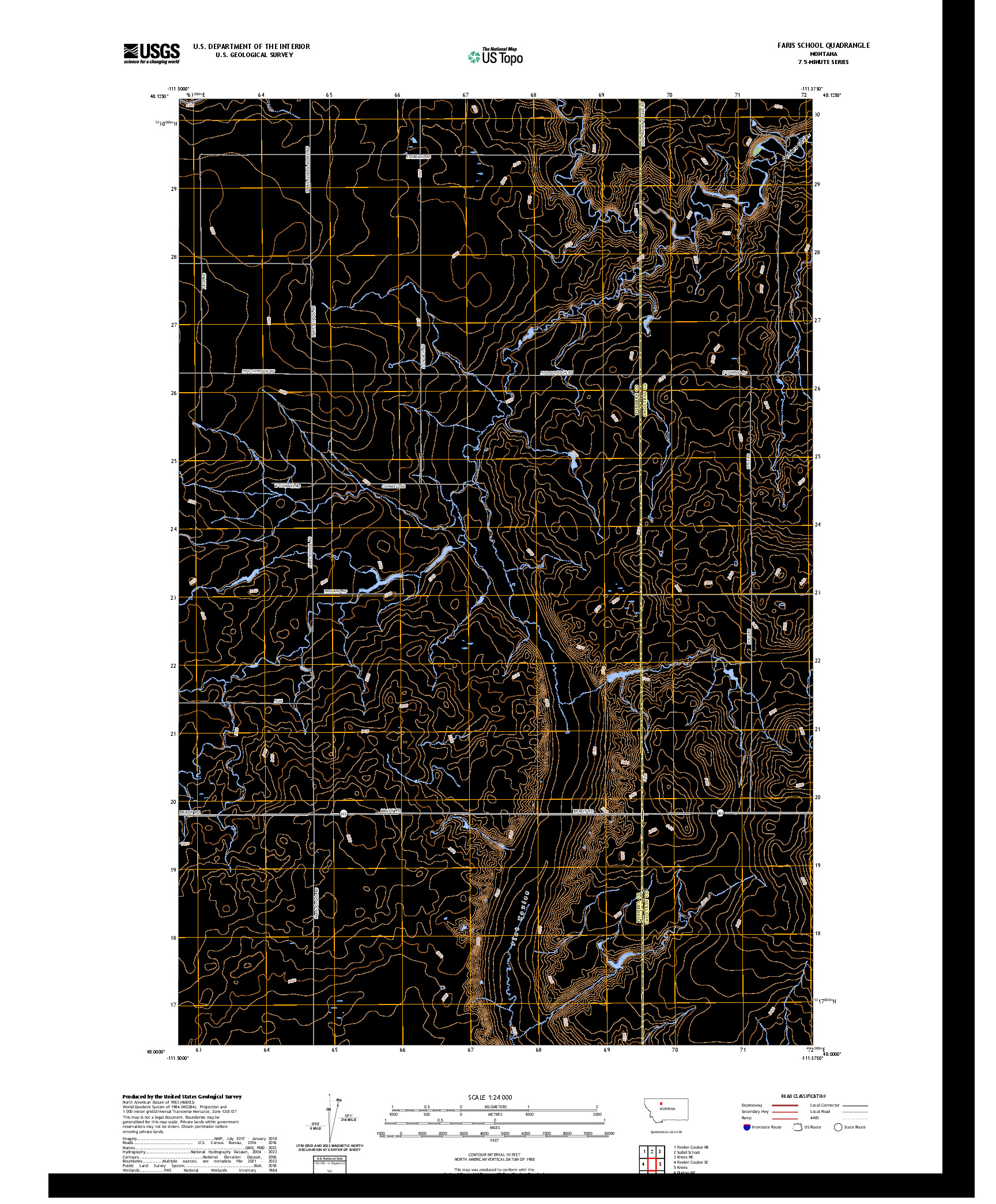 US TOPO 7.5-MINUTE MAP FOR FARIS SCHOOL, MT