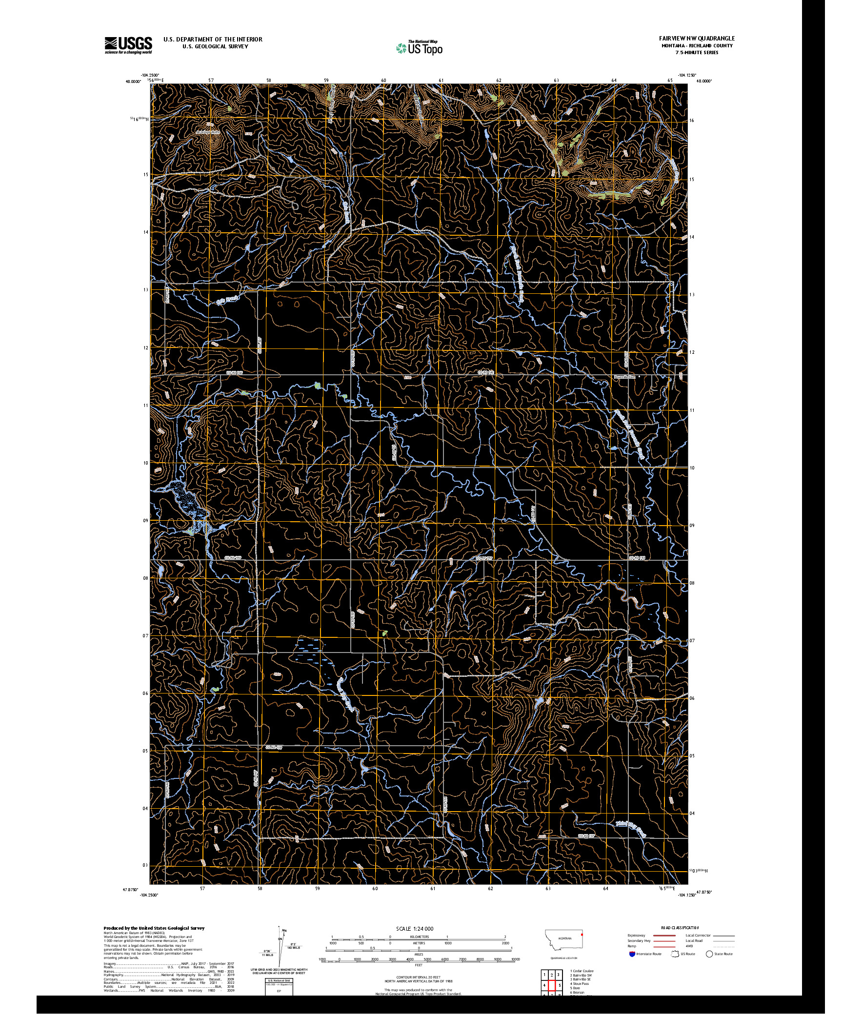 US TOPO 7.5-MINUTE MAP FOR FAIRVIEW NW, MT