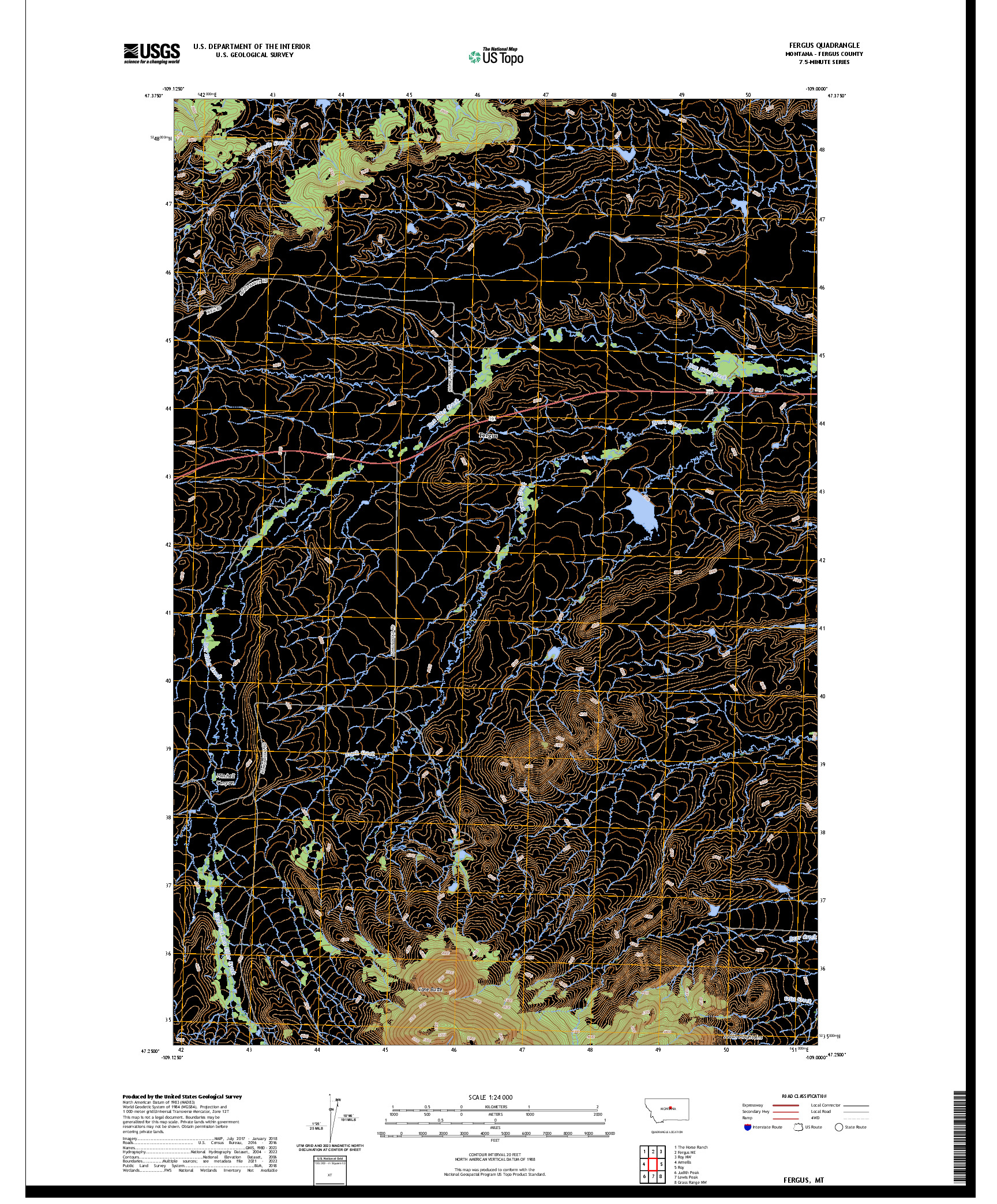 US TOPO 7.5-MINUTE MAP FOR FERGUS, MT