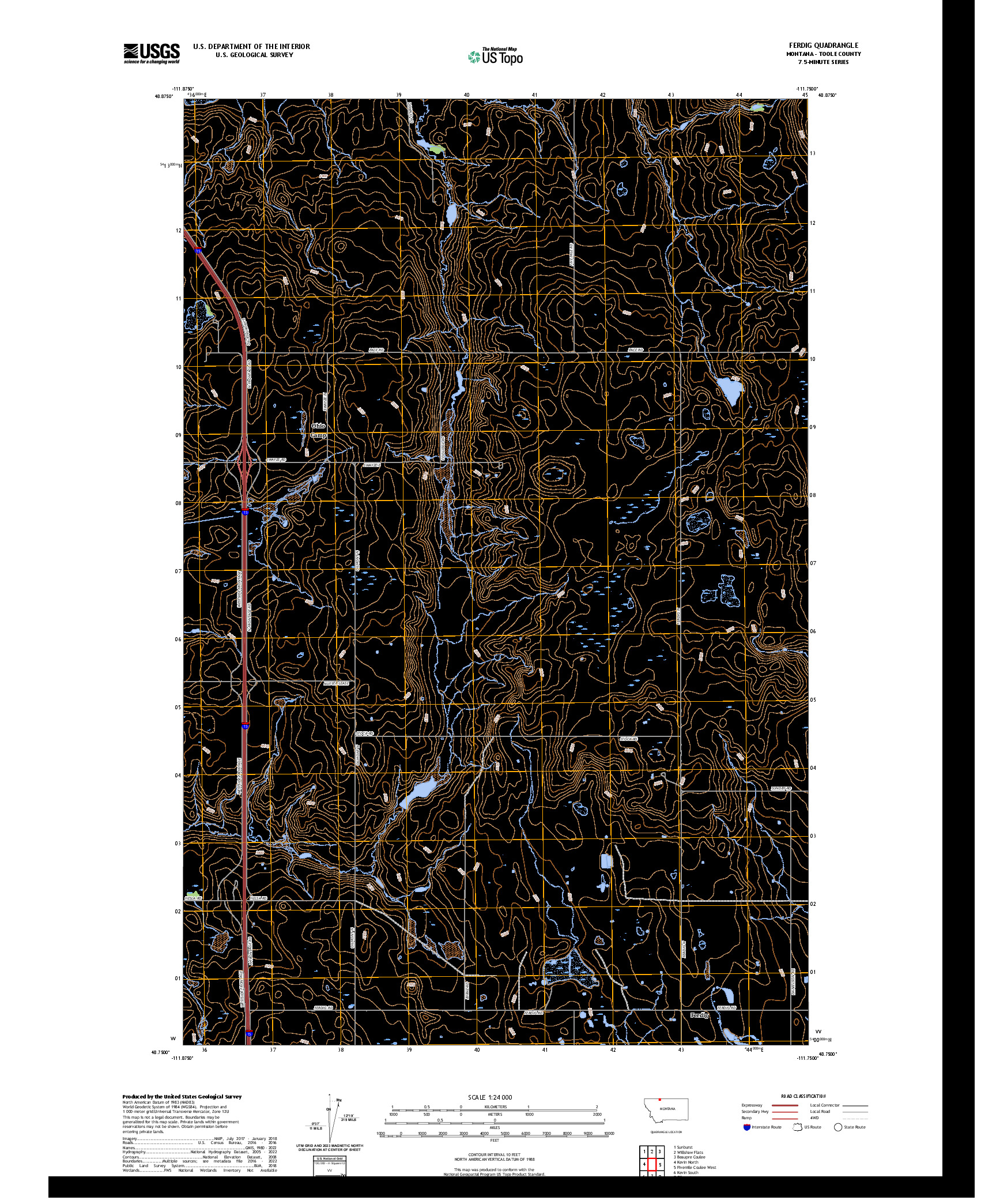 US TOPO 7.5-MINUTE MAP FOR FERDIG, MT