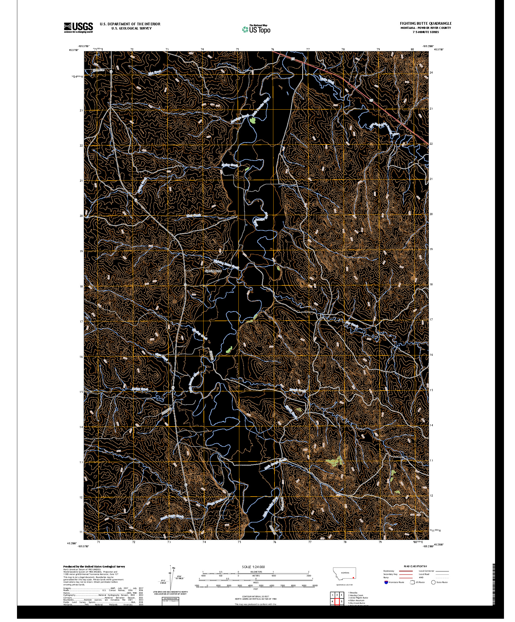 US TOPO 7.5-MINUTE MAP FOR FIGHTING BUTTE, MT