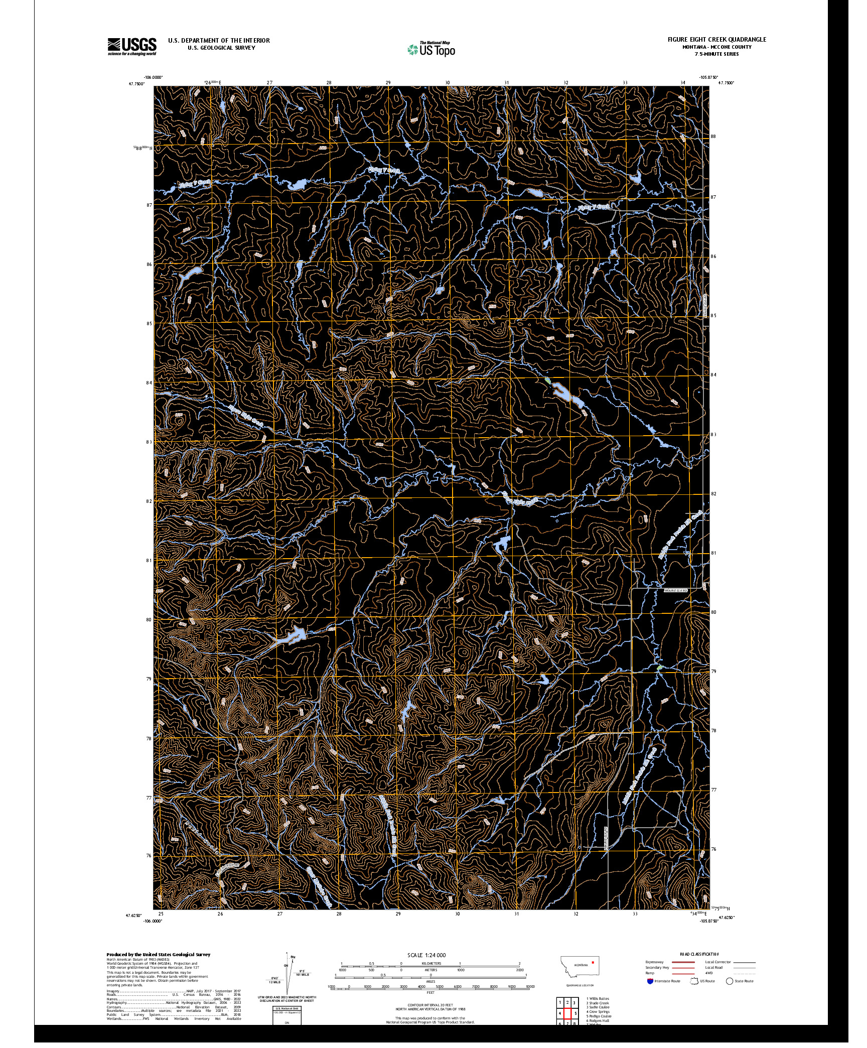 US TOPO 7.5-MINUTE MAP FOR FIGURE EIGHT CREEK, MT