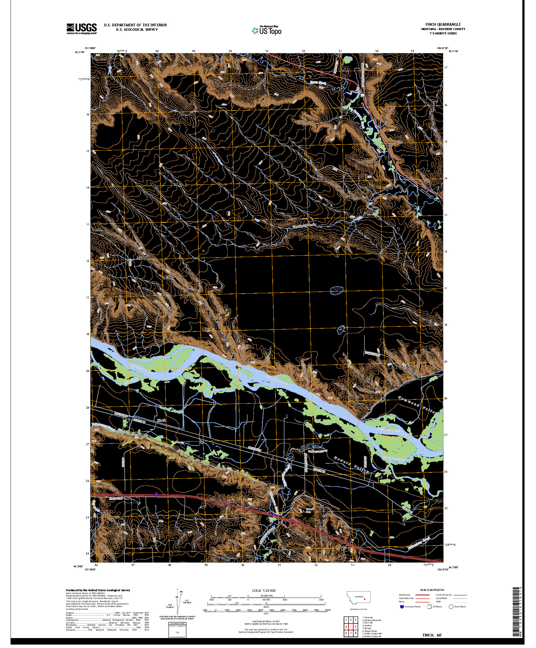 US TOPO 7.5-MINUTE MAP FOR FINCH, MT