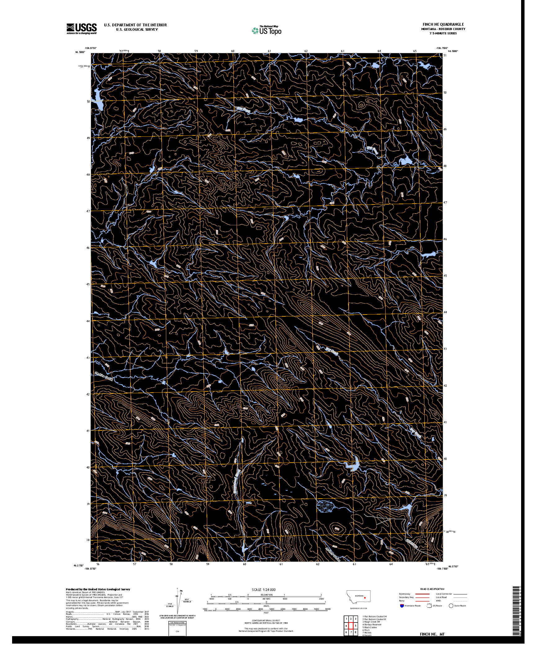 US TOPO 7.5-MINUTE MAP FOR FINCH NE, MT