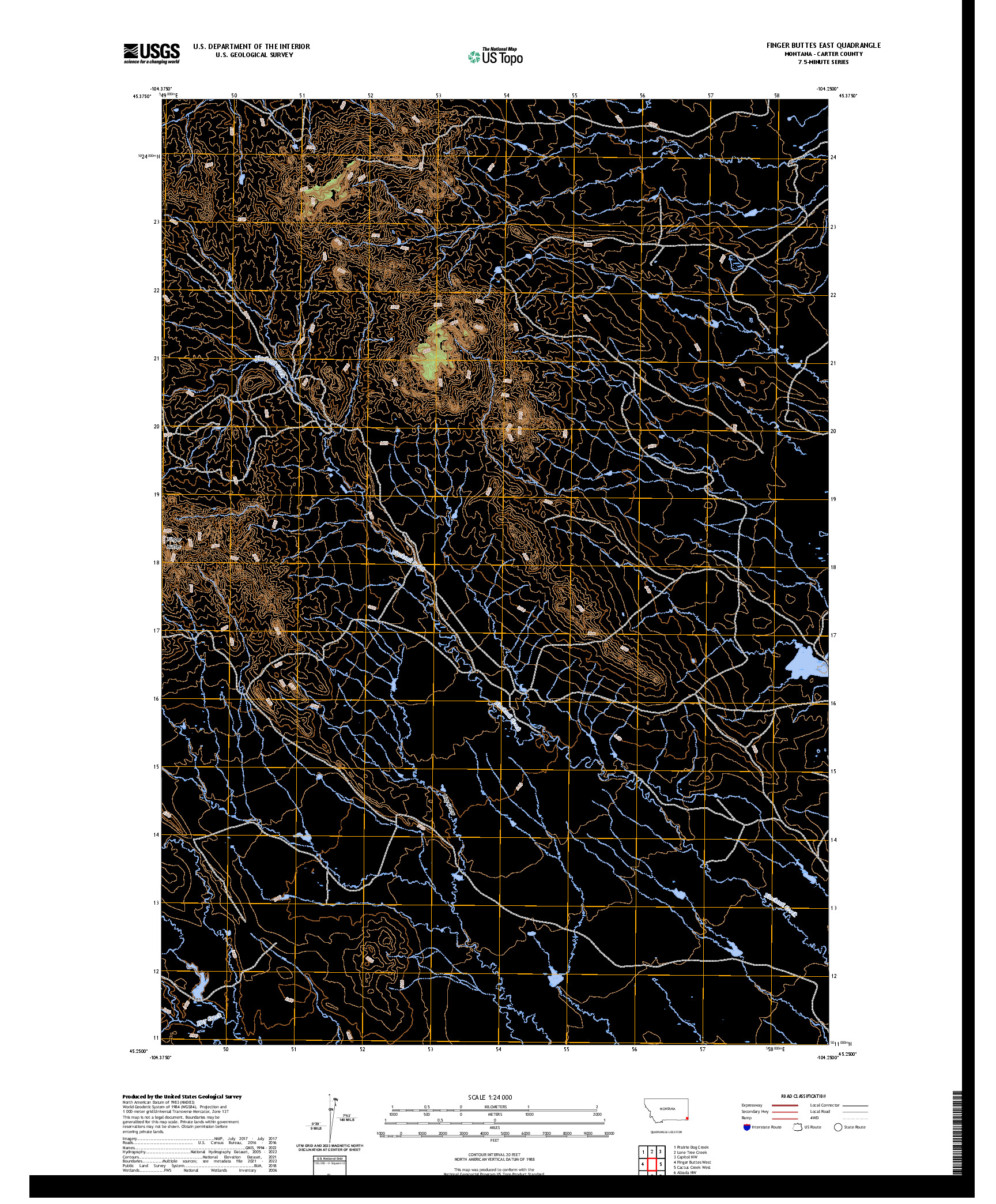 US TOPO 7.5-MINUTE MAP FOR FINGER BUTTES EAST, MT
