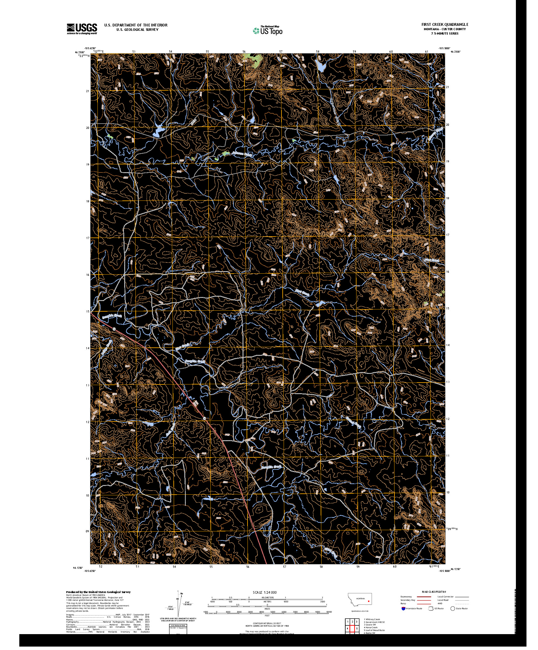 US TOPO 7.5-MINUTE MAP FOR FIRST CREEK, MT
