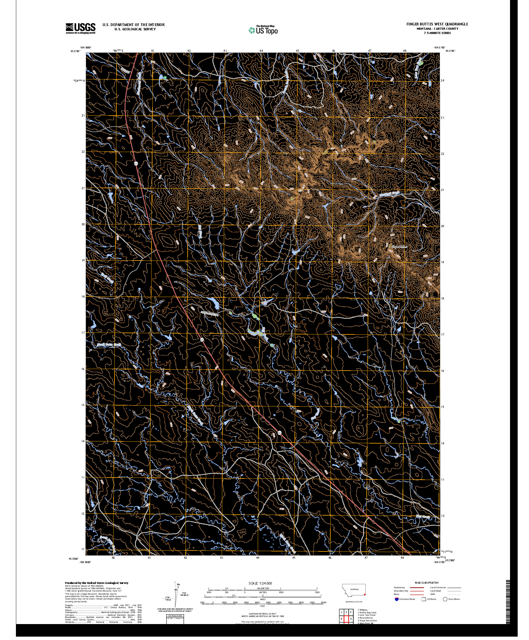 US TOPO 7.5-MINUTE MAP FOR FINGER BUTTES WEST, MT