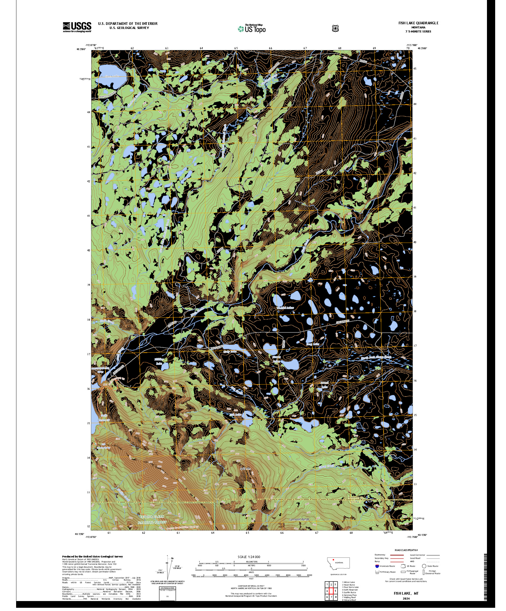 US TOPO 7.5-MINUTE MAP FOR FISH LAKE, MT