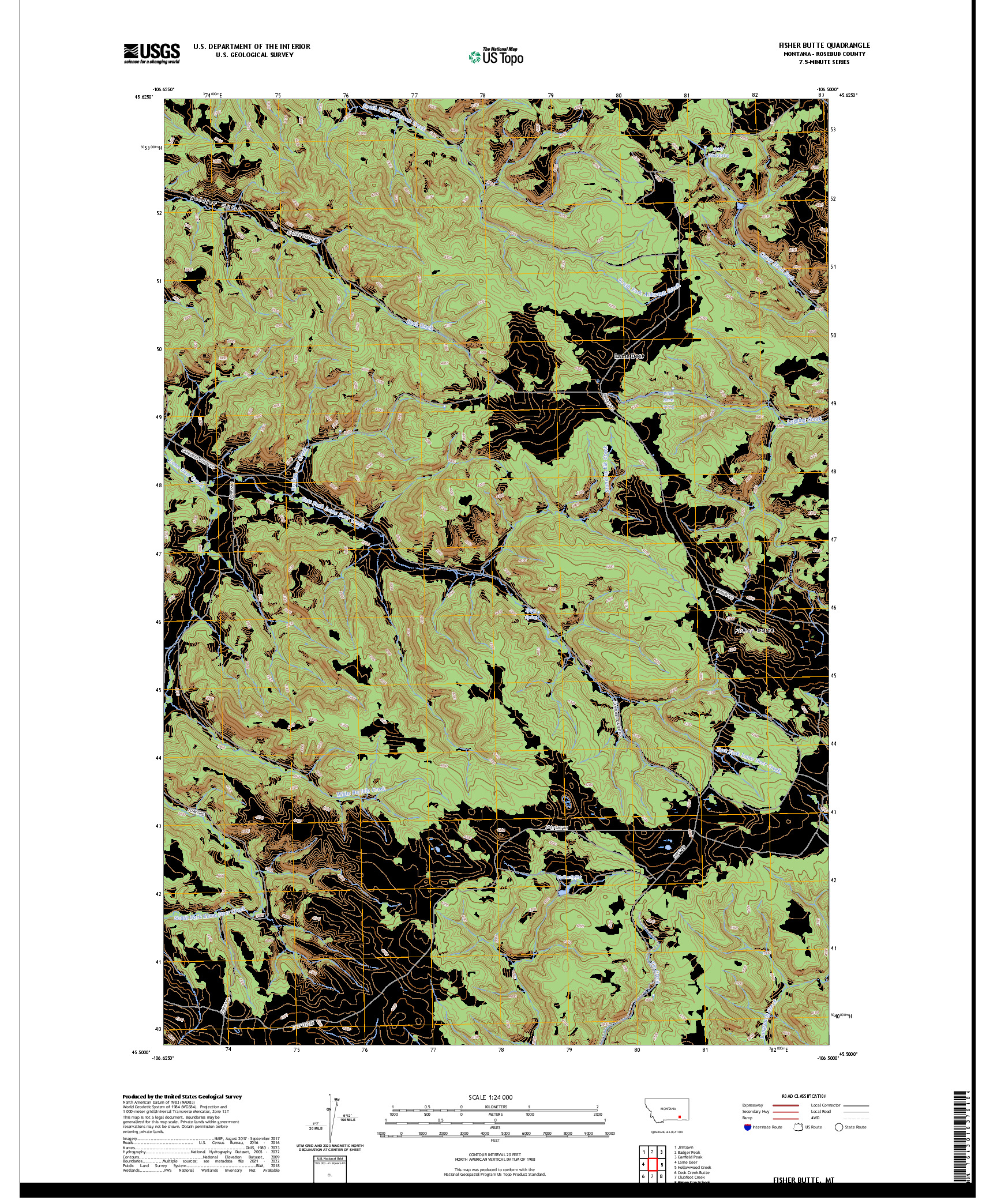 US TOPO 7.5-MINUTE MAP FOR FISHER BUTTE, MT
