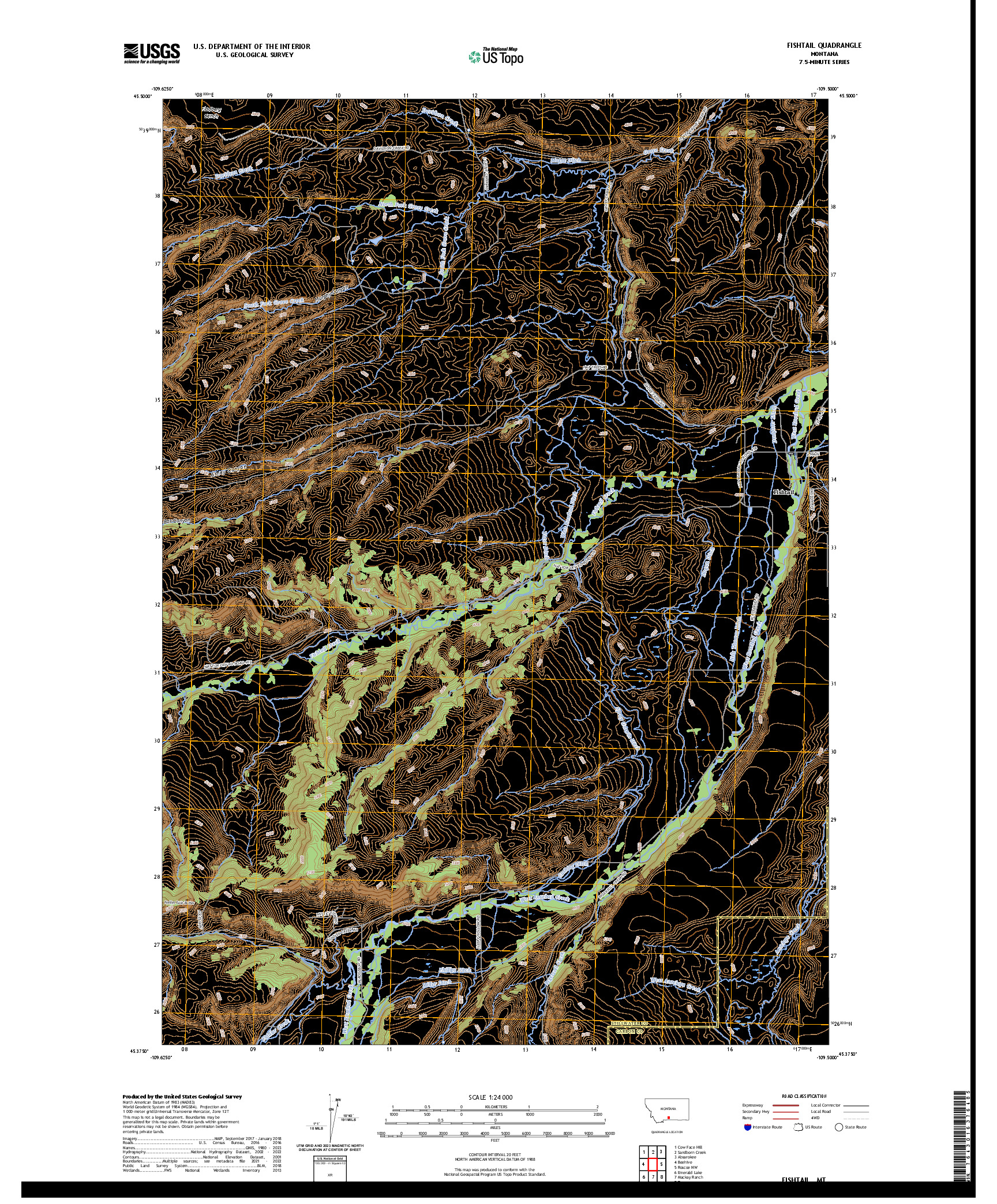US TOPO 7.5-MINUTE MAP FOR FISHTAIL, MT