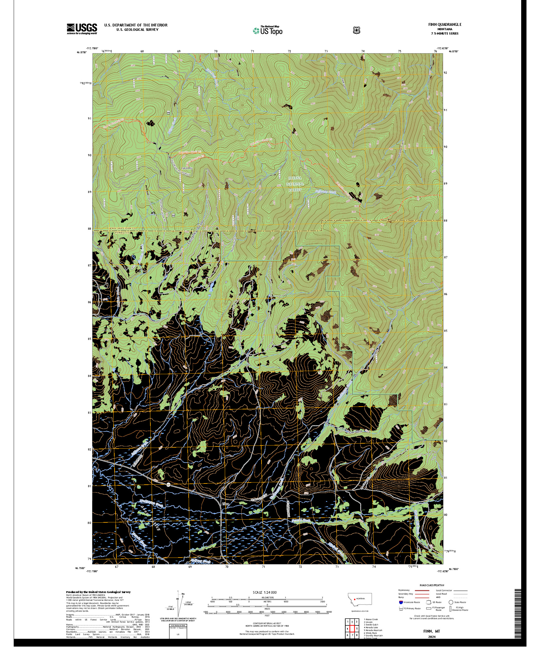 US TOPO 7.5-MINUTE MAP FOR FINN, MT