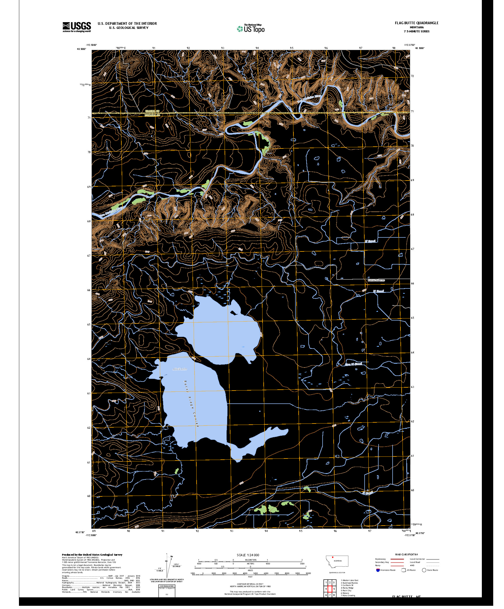 US TOPO 7.5-MINUTE MAP FOR FLAG BUTTE, MT