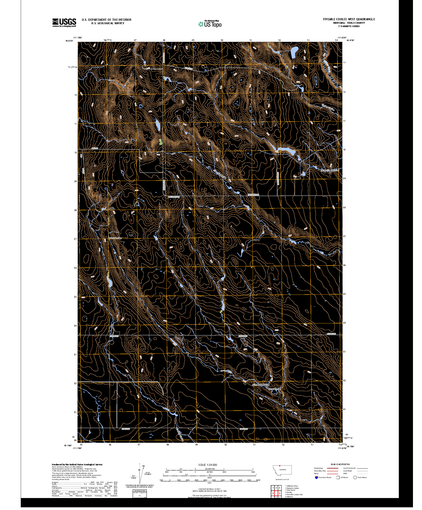 US TOPO 7.5-MINUTE MAP FOR FIVEMILE COULEE WEST, MT