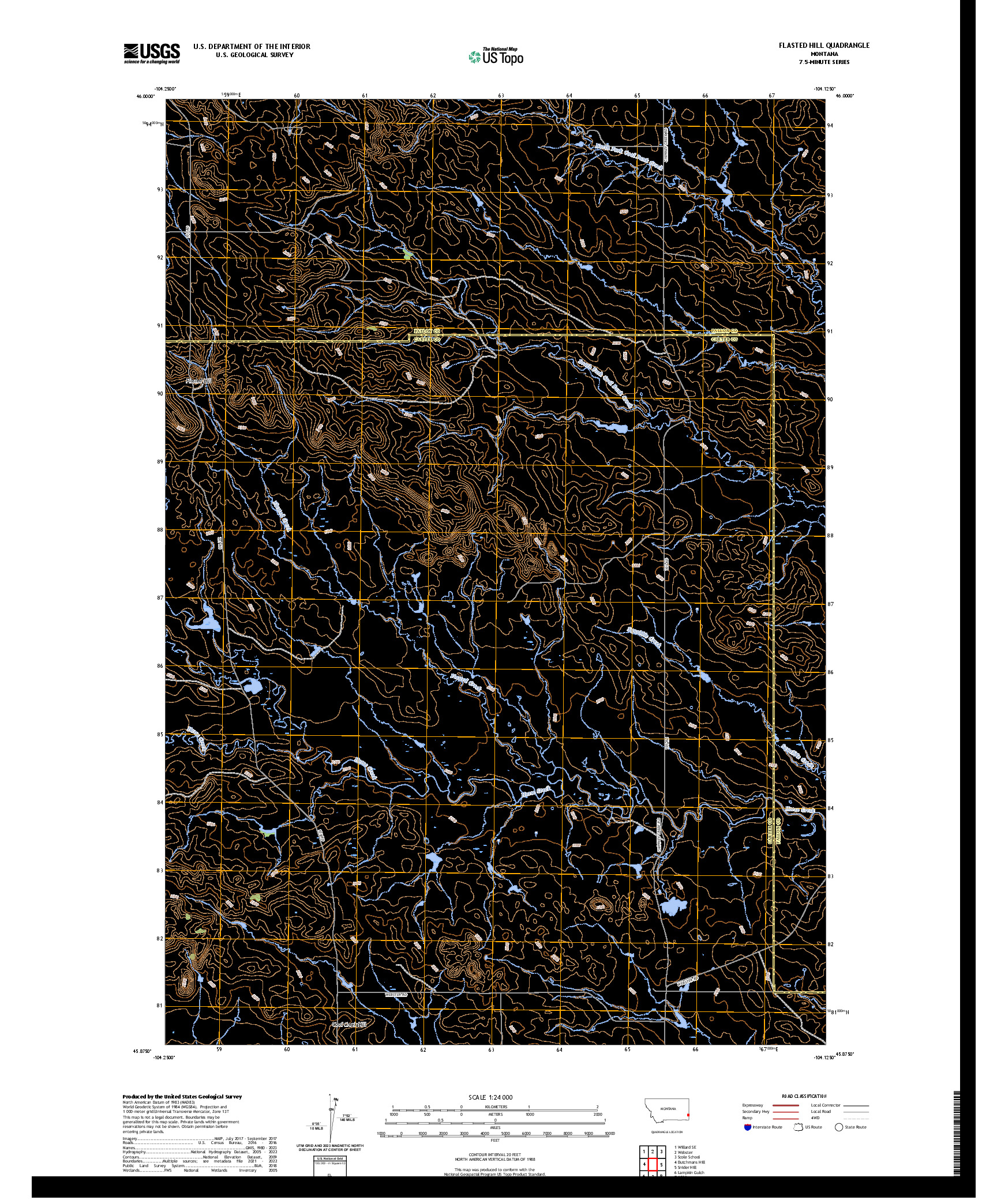 US TOPO 7.5-MINUTE MAP FOR FLASTED HILL, MT