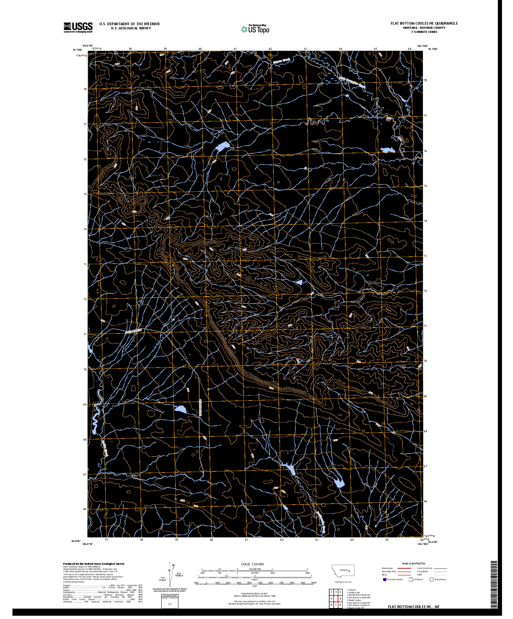 US TOPO 7.5-MINUTE MAP FOR FLAT BOTTOM COULEE NE, MT
