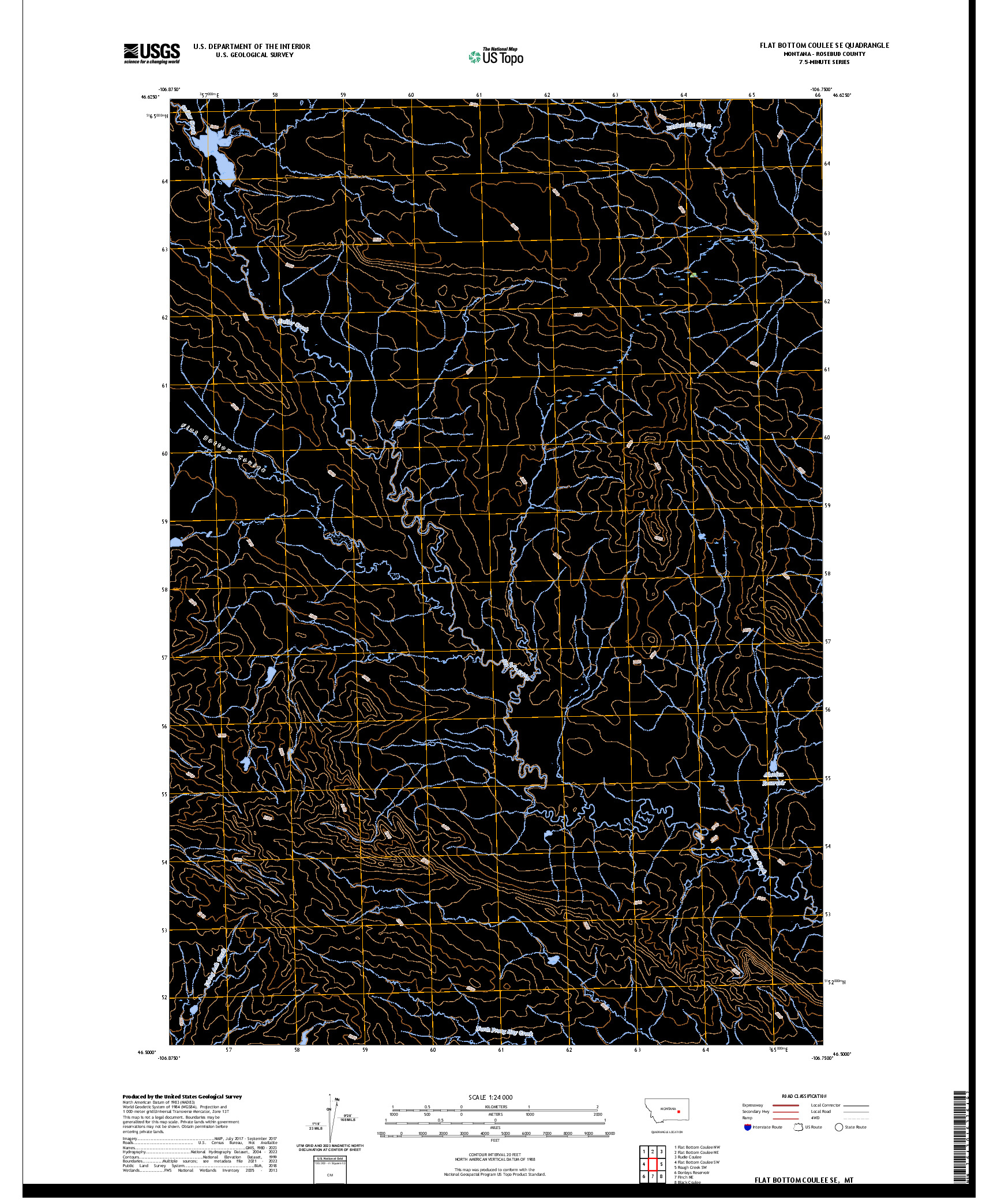 US TOPO 7.5-MINUTE MAP FOR FLAT BOTTOM COULEE SE, MT