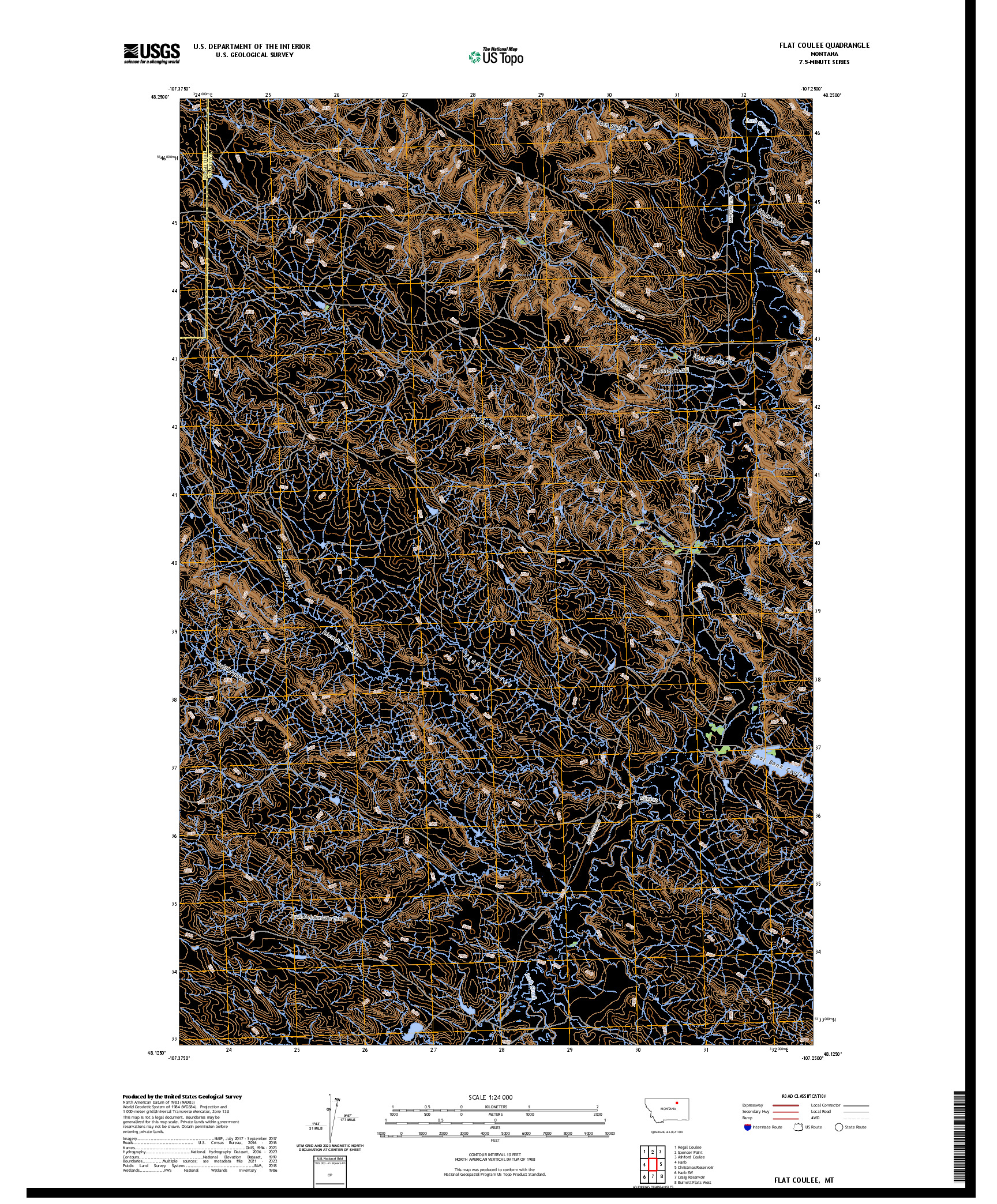 US TOPO 7.5-MINUTE MAP FOR FLAT COULEE, MT