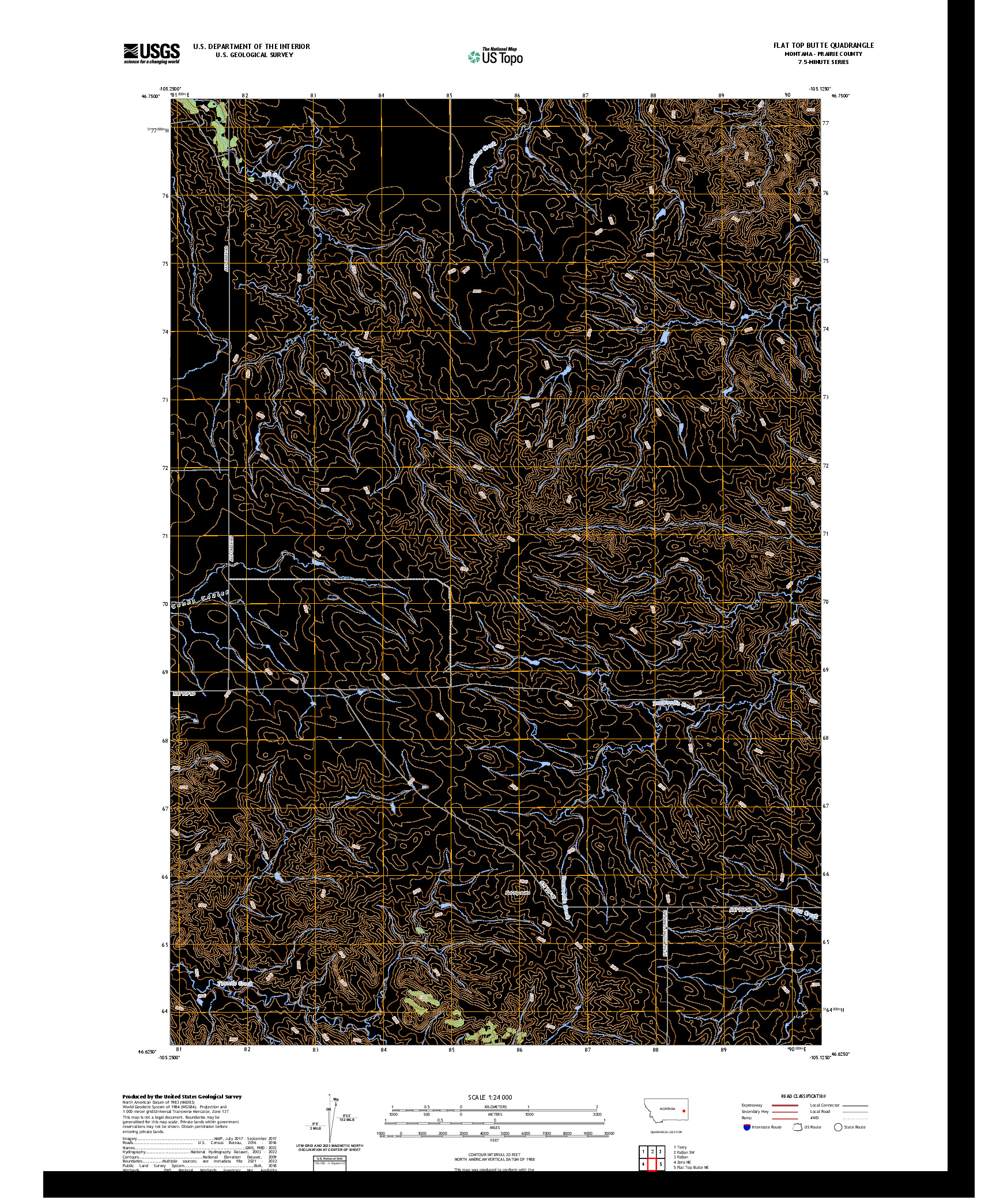 US TOPO 7.5-MINUTE MAP FOR FLAT TOP BUTTE, MT