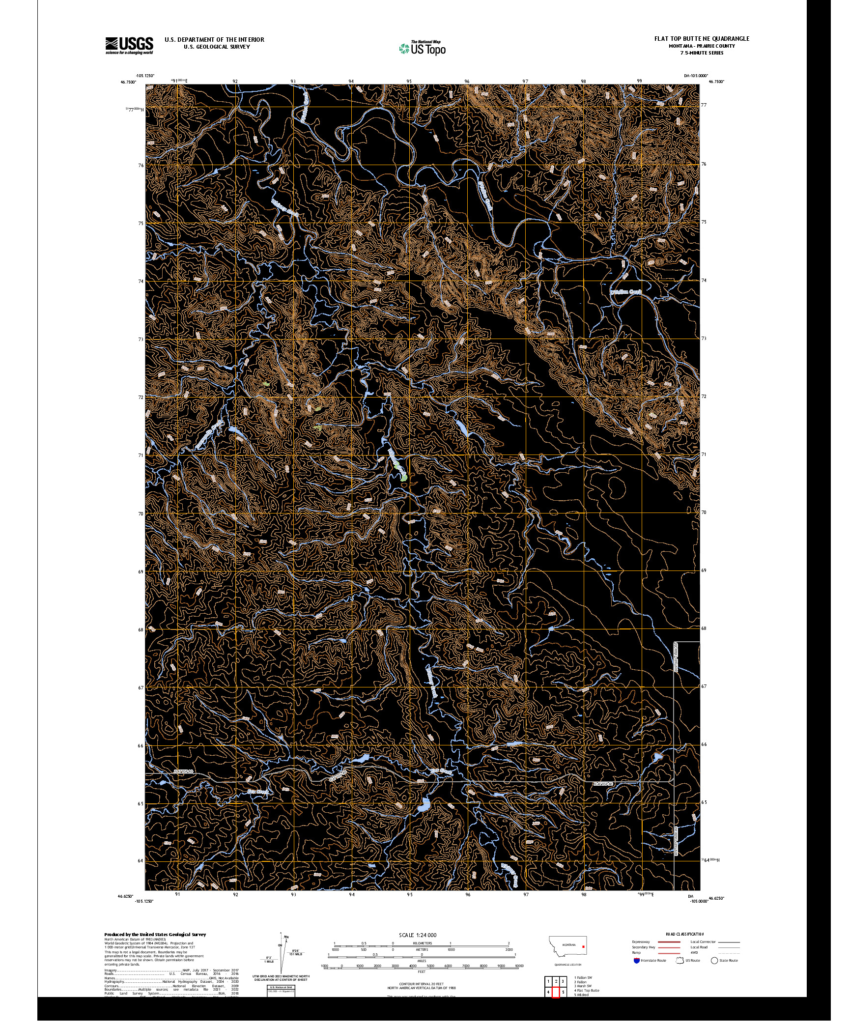 US TOPO 7.5-MINUTE MAP FOR FLAT TOP BUTTE NE, MT