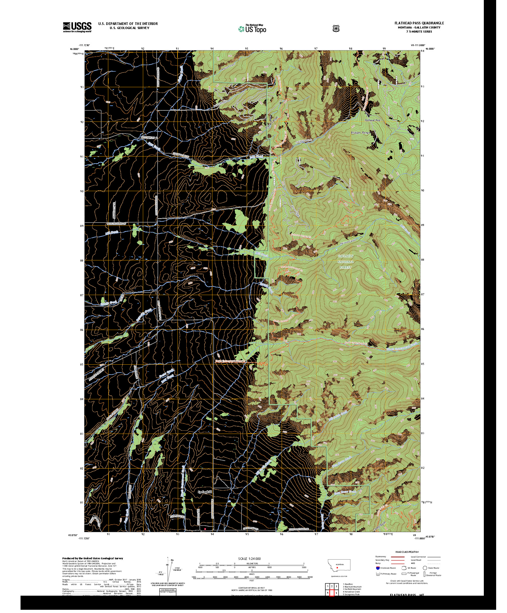 US TOPO 7.5-MINUTE MAP FOR FLATHEAD PASS, MT