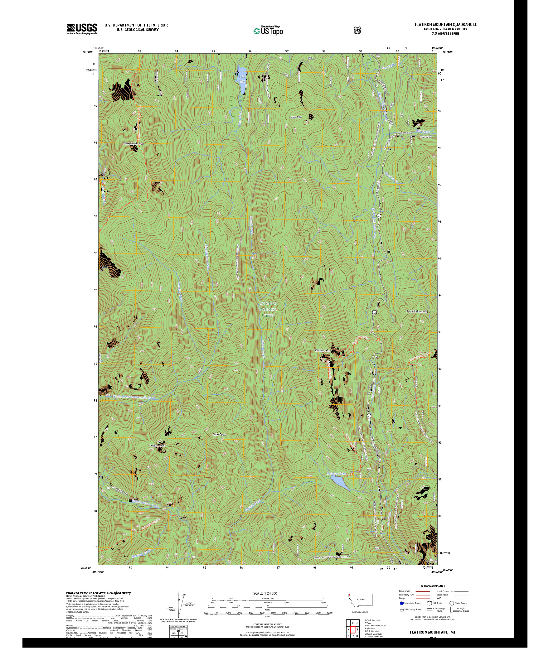 US TOPO 7.5-MINUTE MAP FOR FLATIRON MOUNTAIN, MT