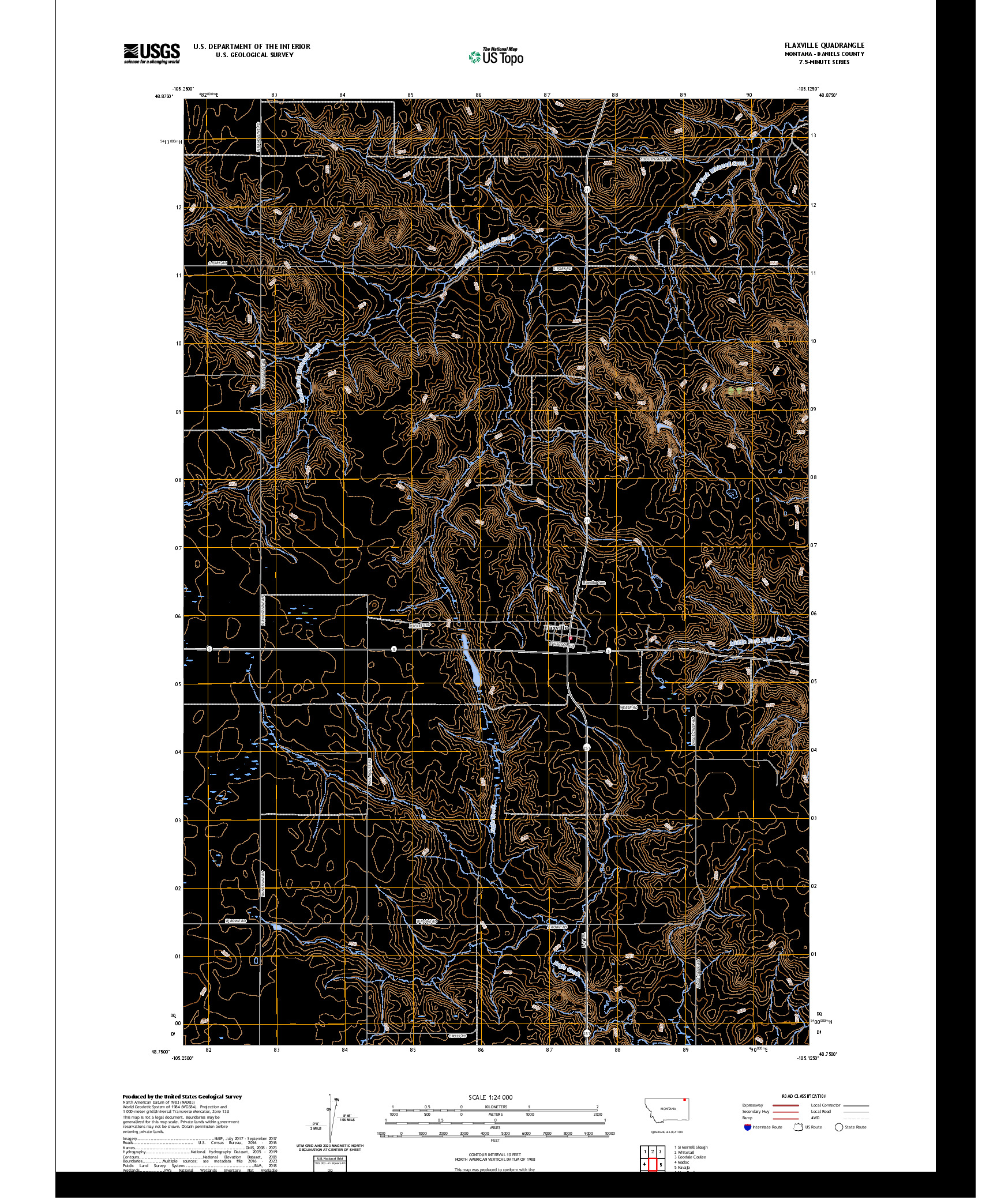 US TOPO 7.5-MINUTE MAP FOR FLAXVILLE, MT