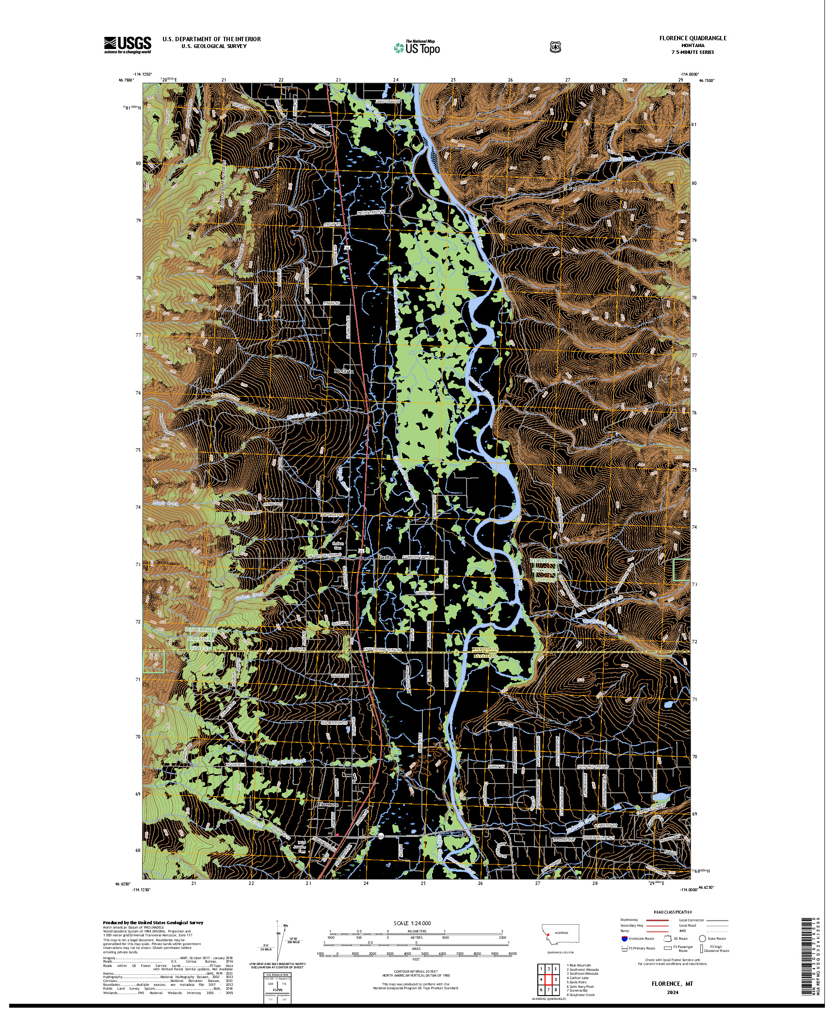 US TOPO 7.5-MINUTE MAP FOR FLORENCE, MT