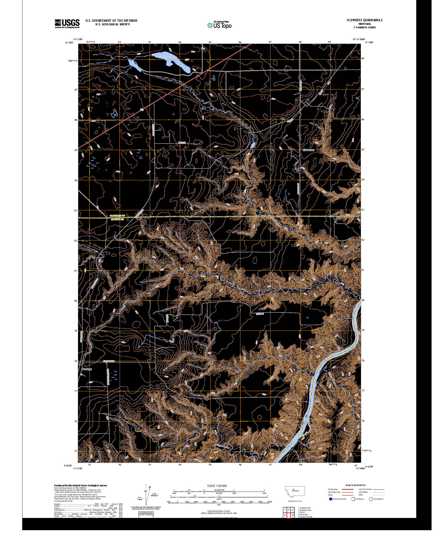 US TOPO 7.5-MINUTE MAP FOR FLOWEREE, MT